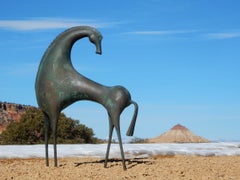 Large, Modernist Bronze Etruscan Horse Sculpture, circa 1950s