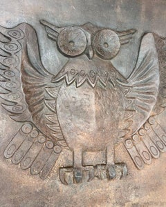 Large Modernist Cast Iron Fireback by Foundery Stern, circa 1970