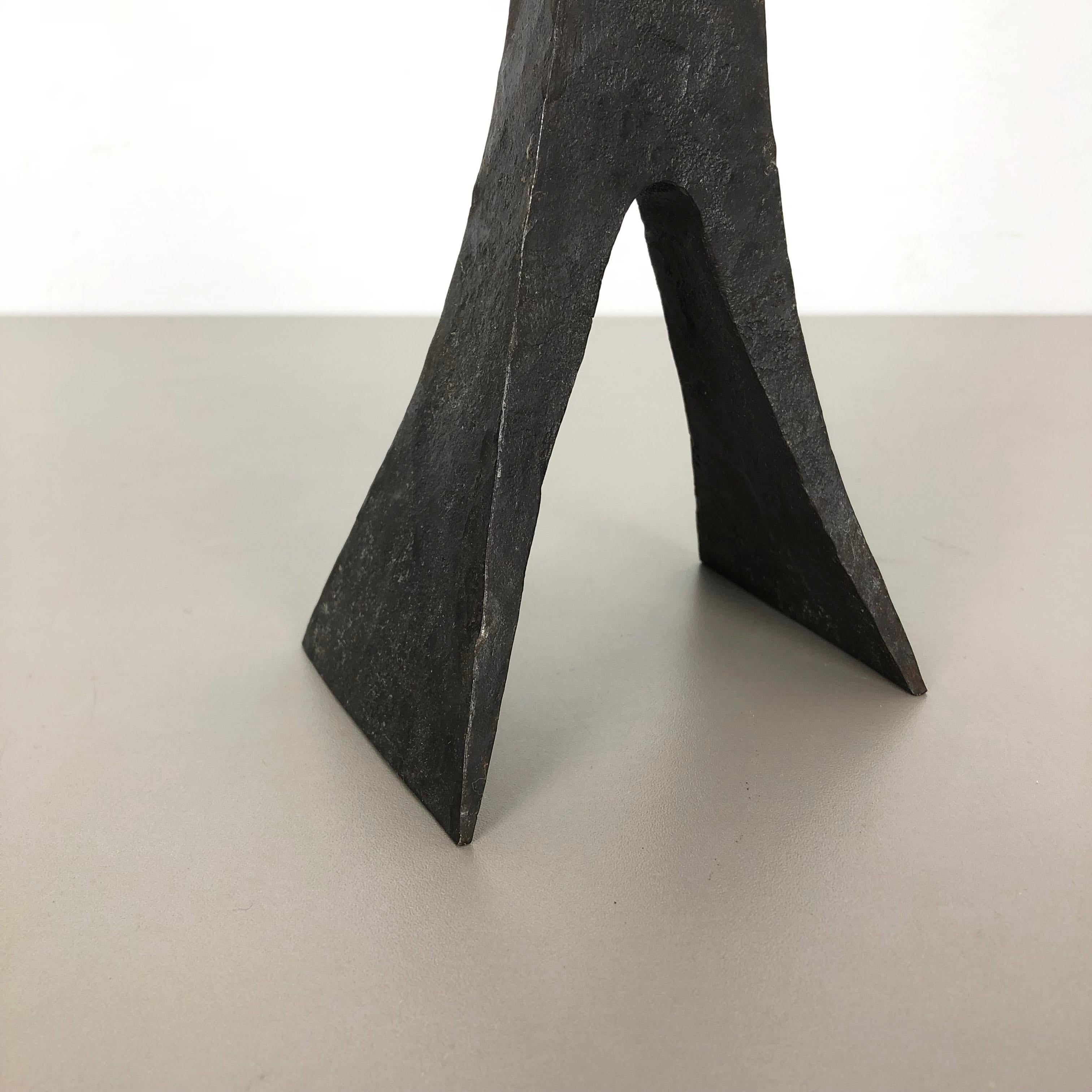 Austrian Large Modernist Cast Iron Sculptural Brutalist Metal Candleholder, Austria 1950s