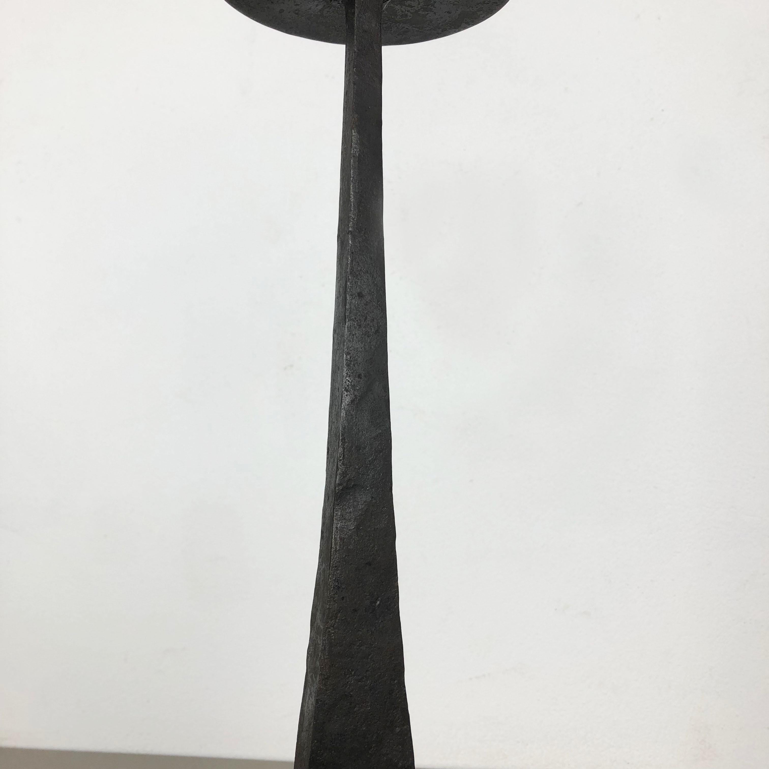 20th Century Large Modernist Cast Iron Sculptural Brutalist Metal Candleholder, Austria 1950s