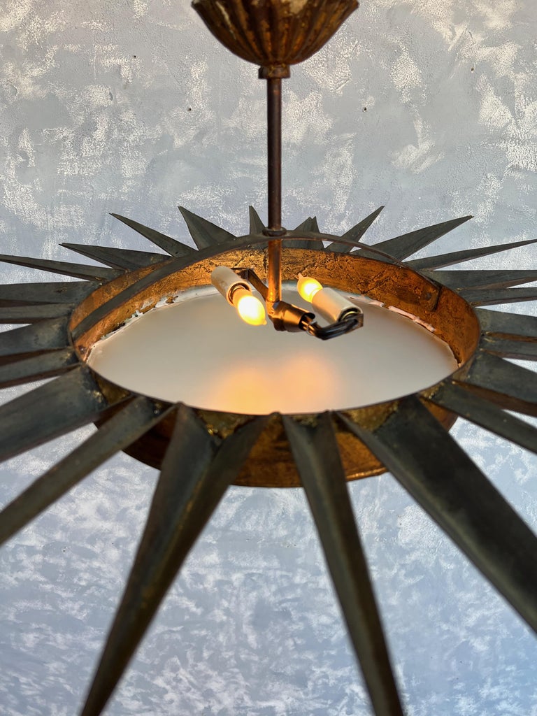 Large Modernist Ceiling Fixture with Pointed Rays For Sale at 1stDibs