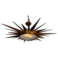 Large Modernist Ceiling Fixture with Pointed Rays