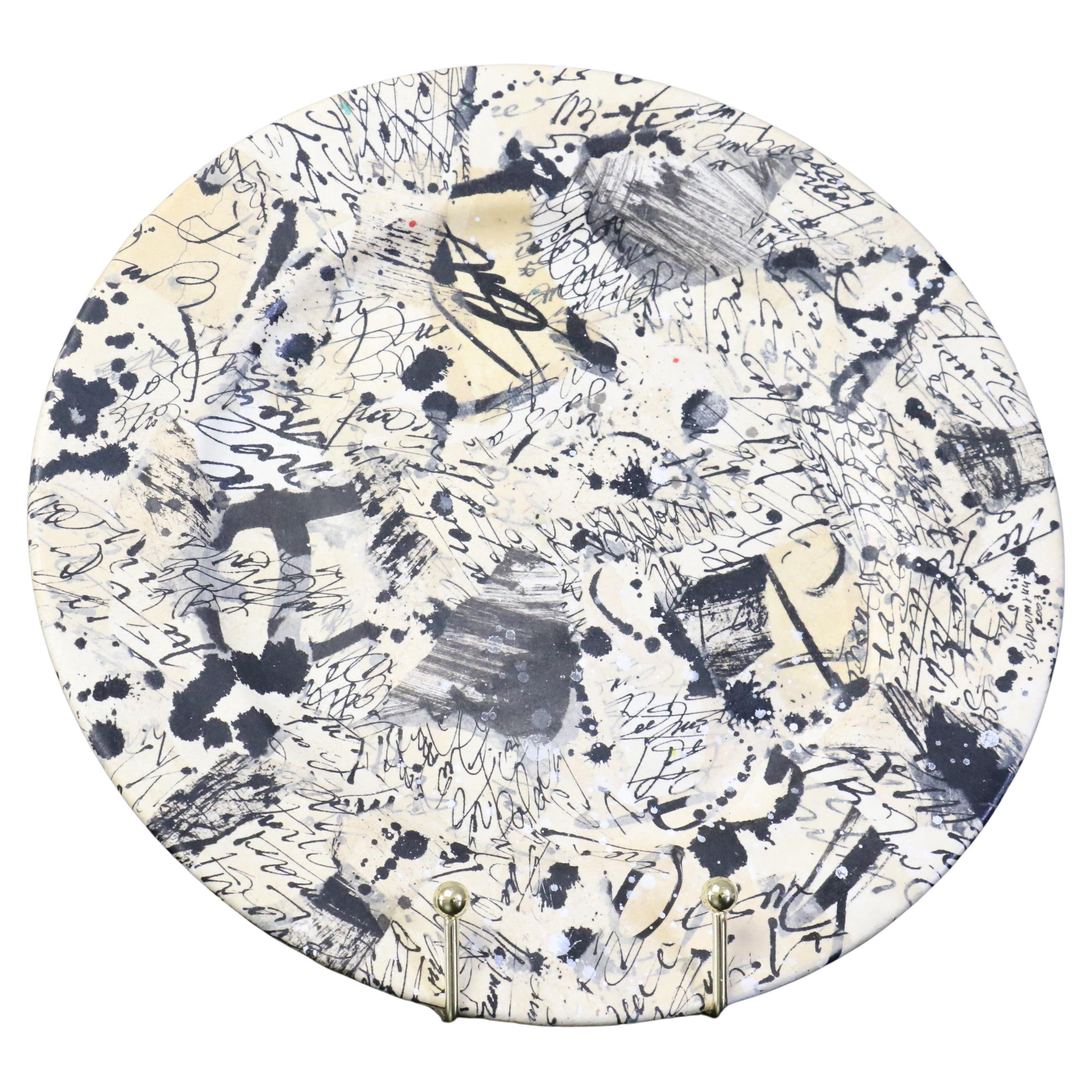 Large modernist ceramic painted plate by Jean Schoumann - 2003