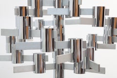 Large Modernist Chrome Chandelier by Gaetano Sciolari, Italy, 1960s