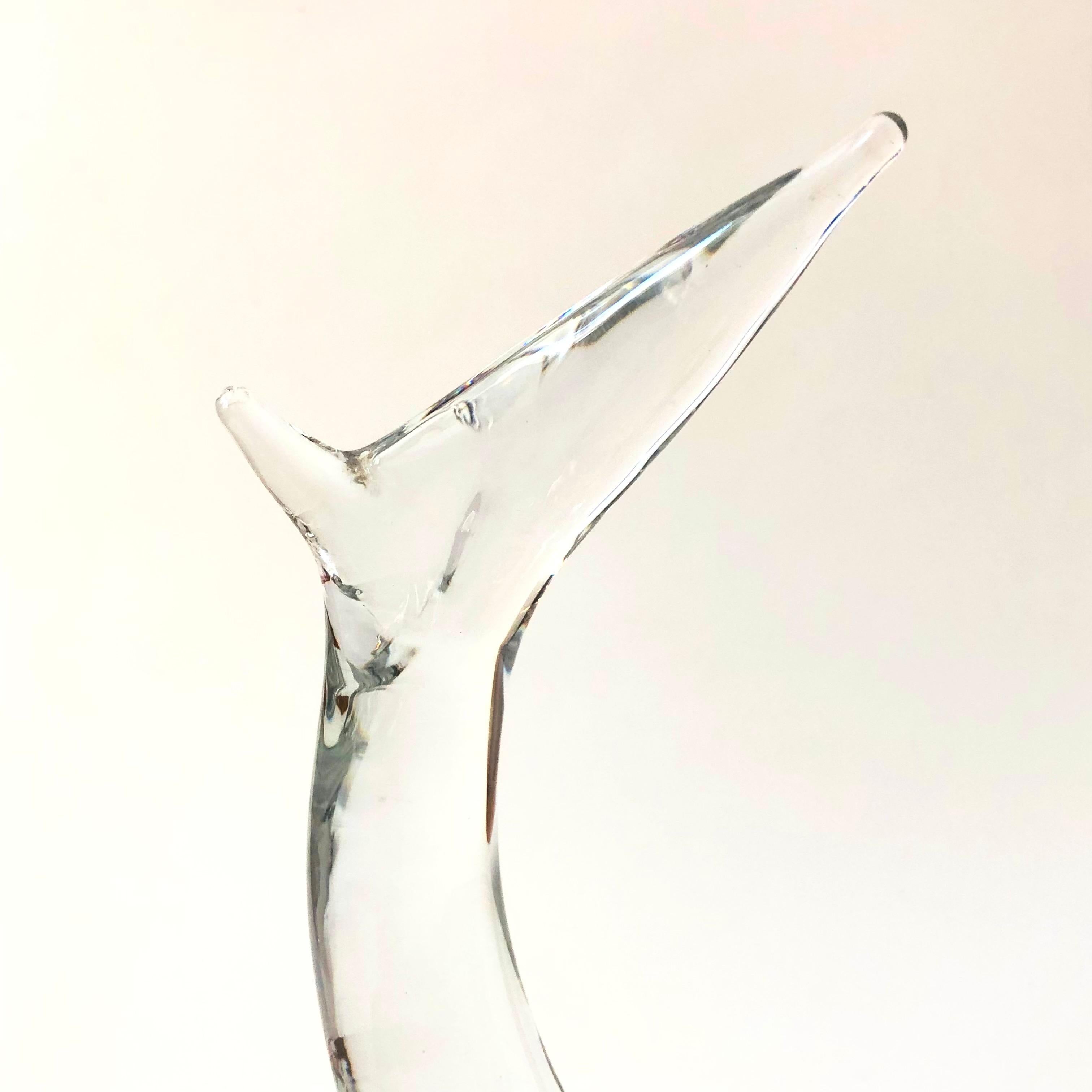 20th Century Large Modernist Crystal Shark by Kristaluxus For Sale