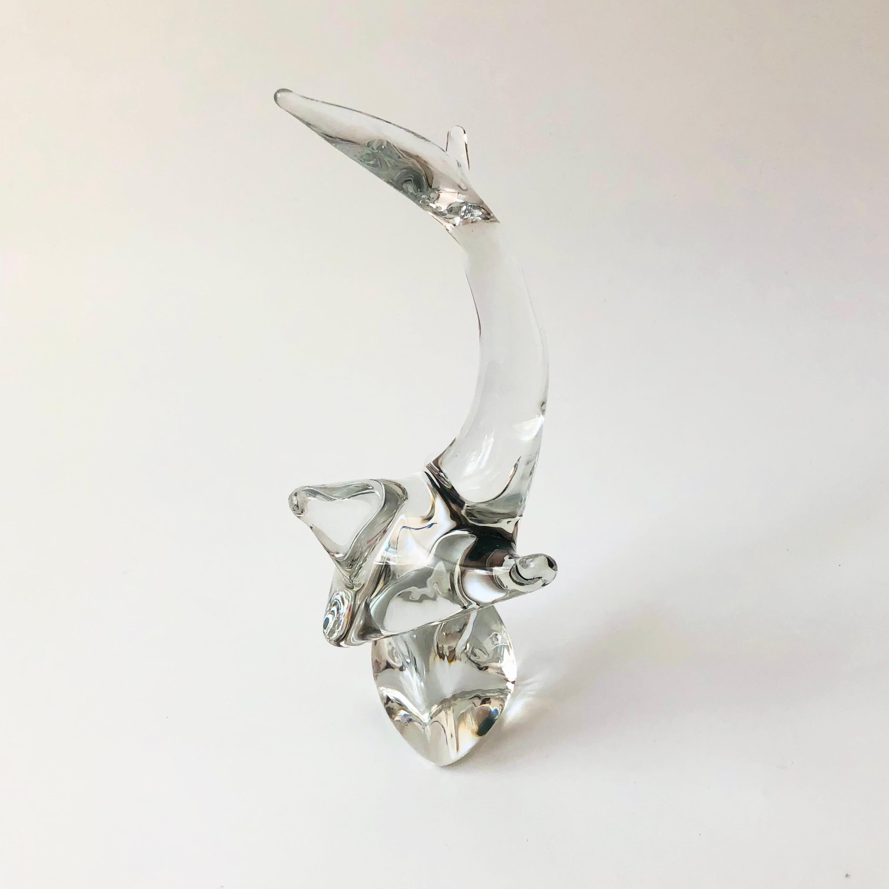 Large Modernist Crystal Shark by Kristaluxus For Sale 1