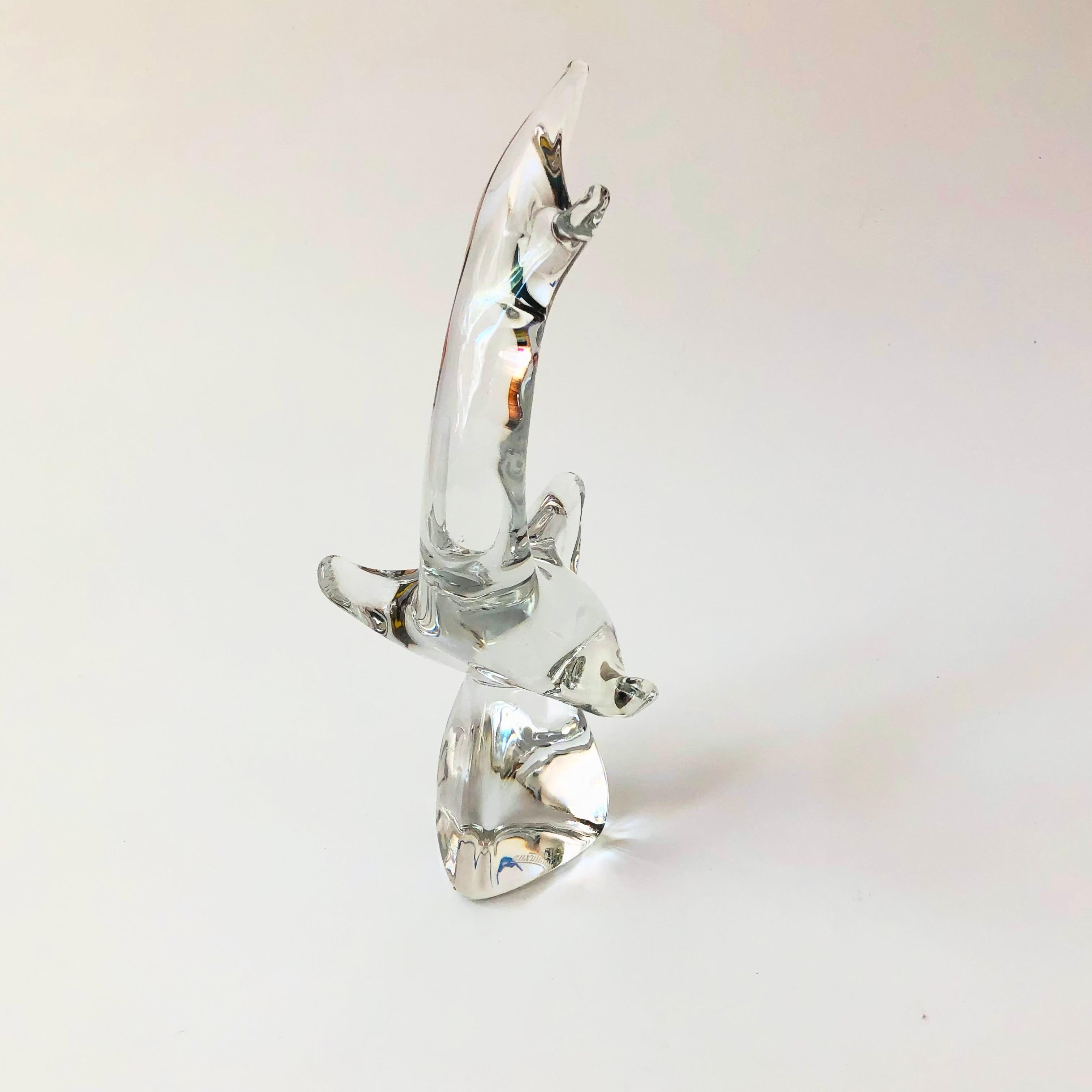 Large Modernist Crystal Shark by Kristaluxus For Sale 2