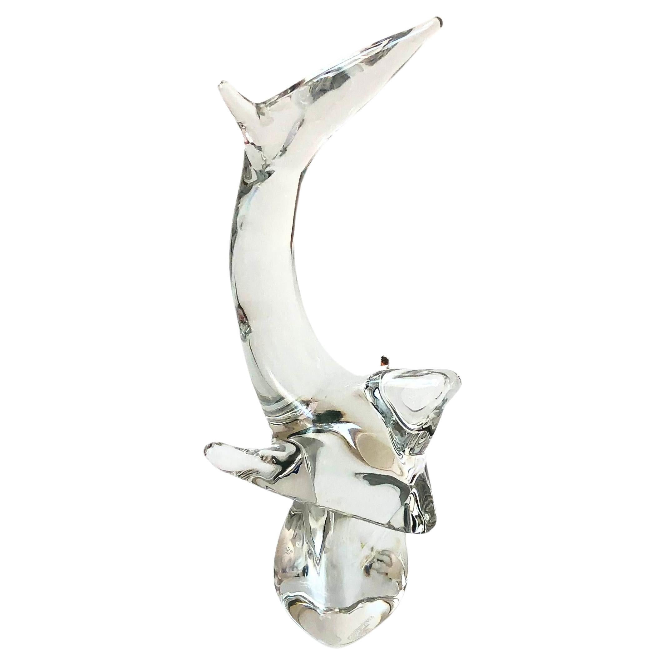 Large Modernist Crystal Shark by Kristaluxus For Sale