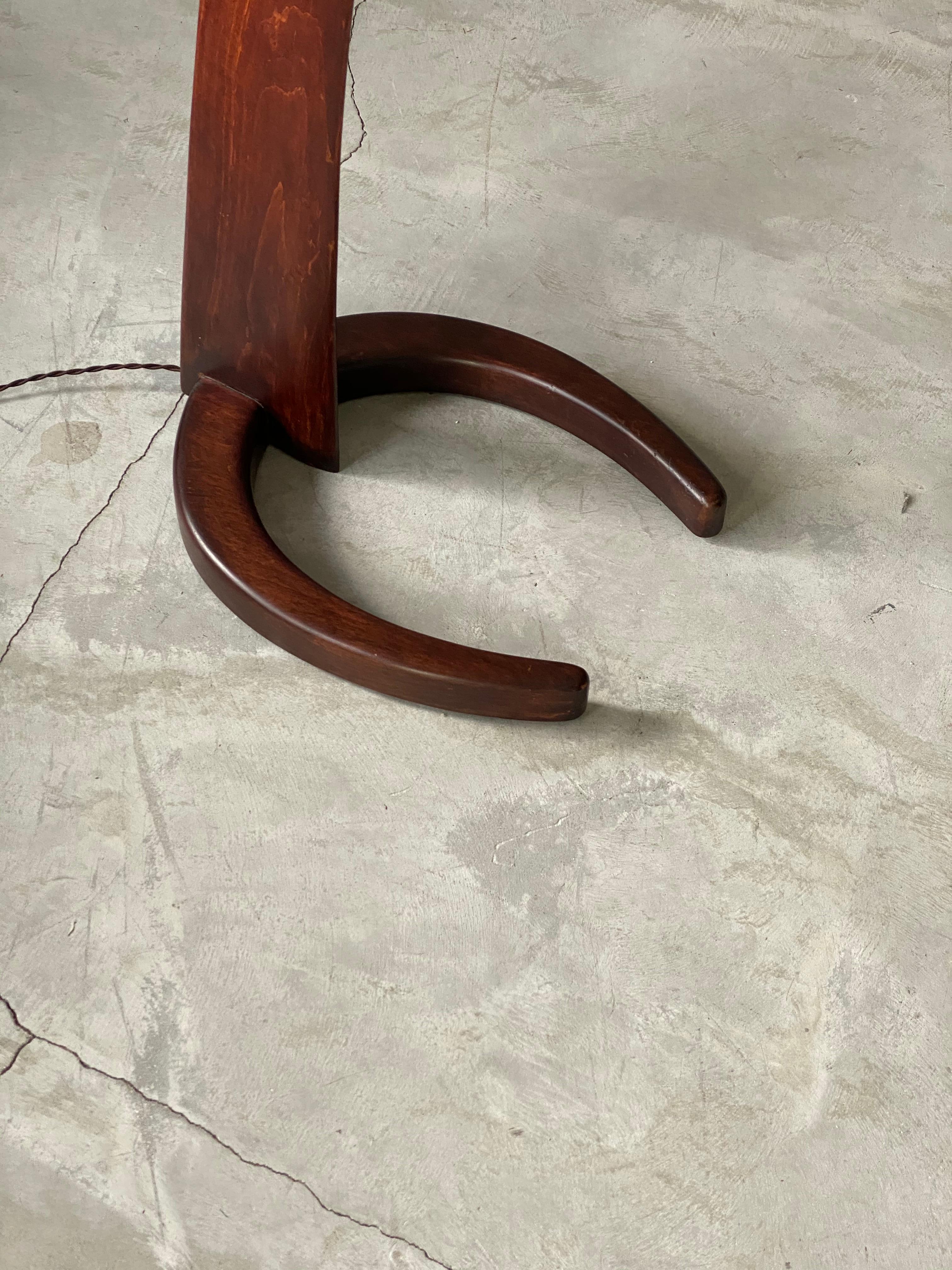 curved wood floor lamp