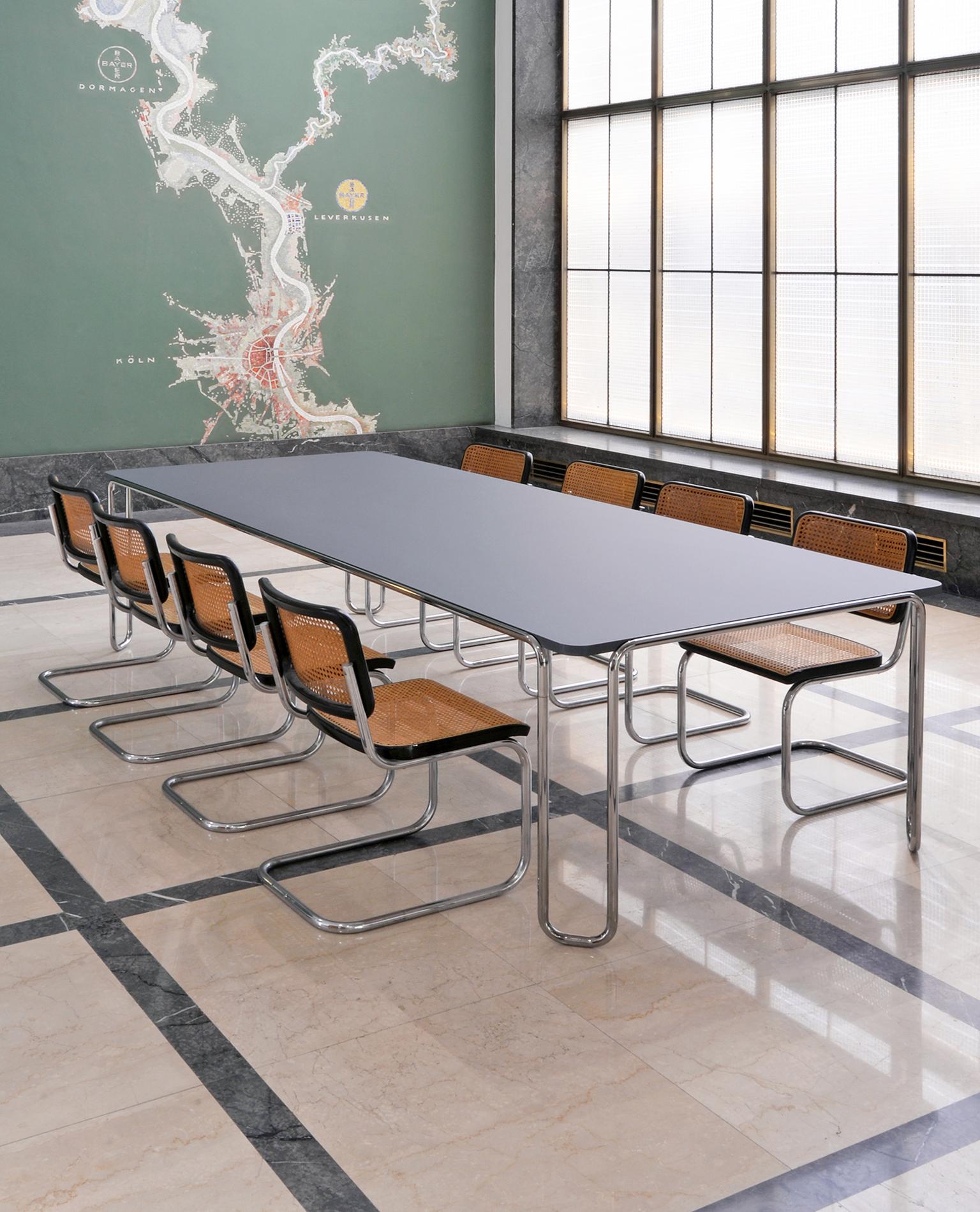 German Large Modernist Custom-Made Ultra-Thin Tubular-Steel Table by GMD Berlin For Sale