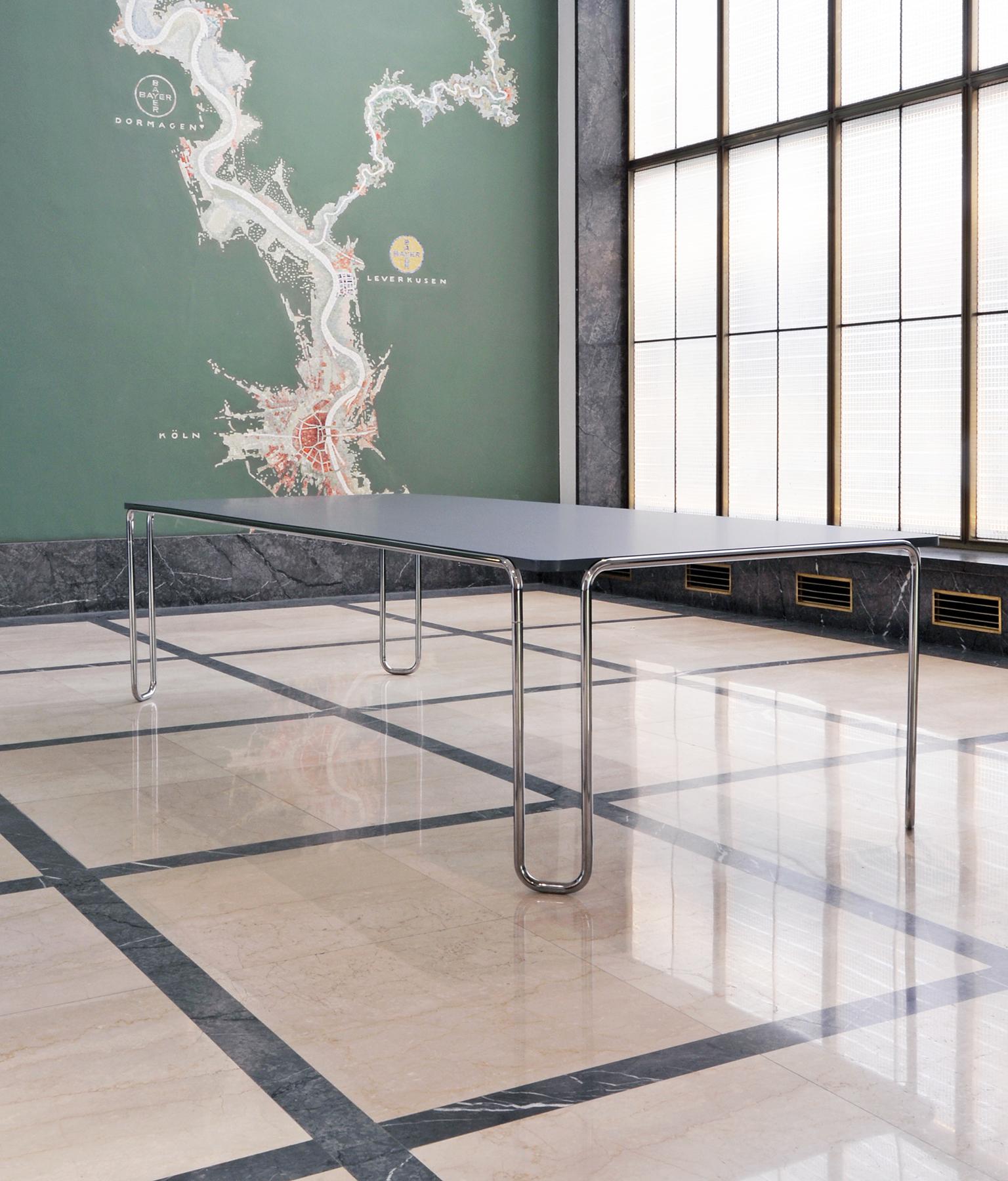 Plated Large Modernist Custom-Made Ultra-Thin Tubular-Steel Table by GMD Berlin For Sale
