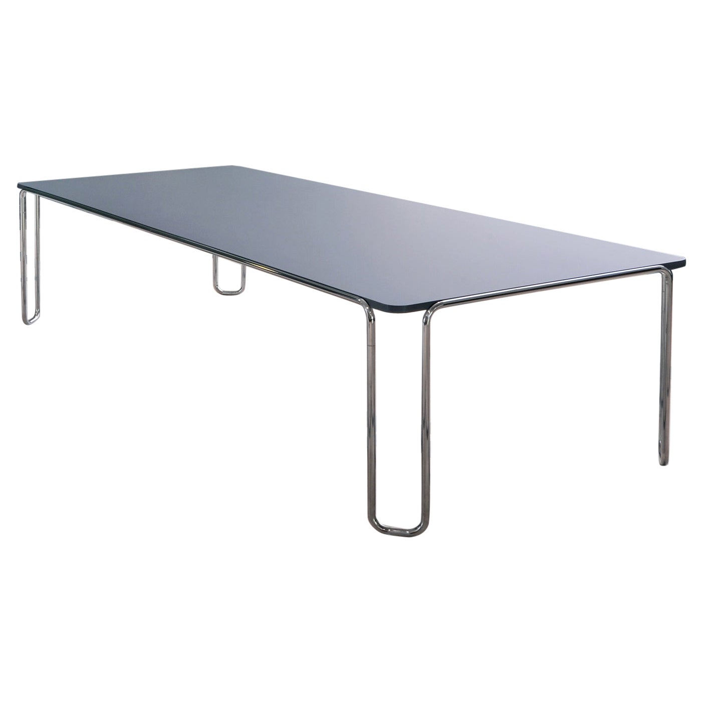 Großer modernistischer Ultra-Thin-Tisch mit röhrenförmigem Sockel von GMD Berlin, Sonderanfertigung