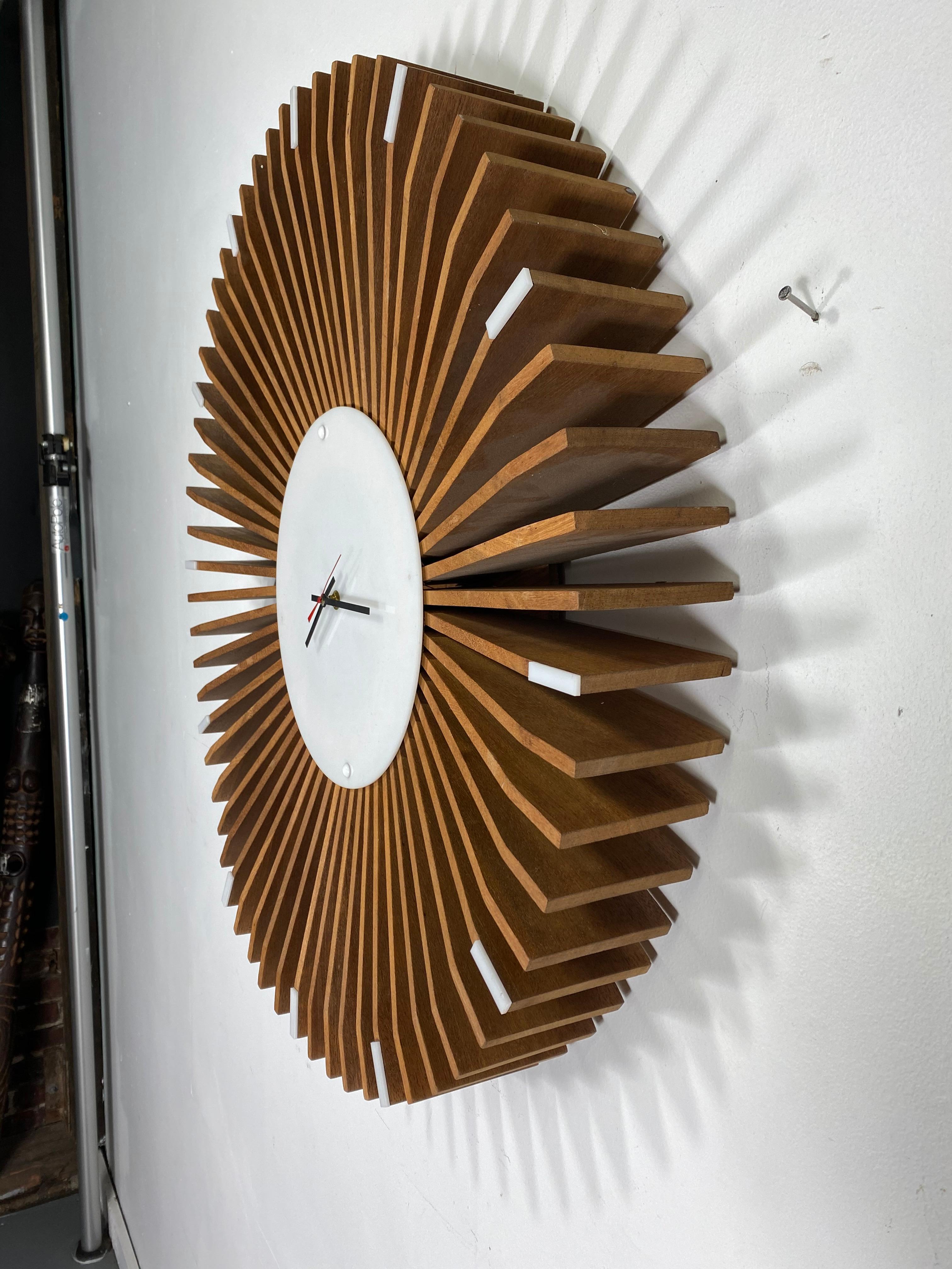 Hand-Crafted Large Modernist Custom Wall Clock, Manner of George Nelson, Irving Harper