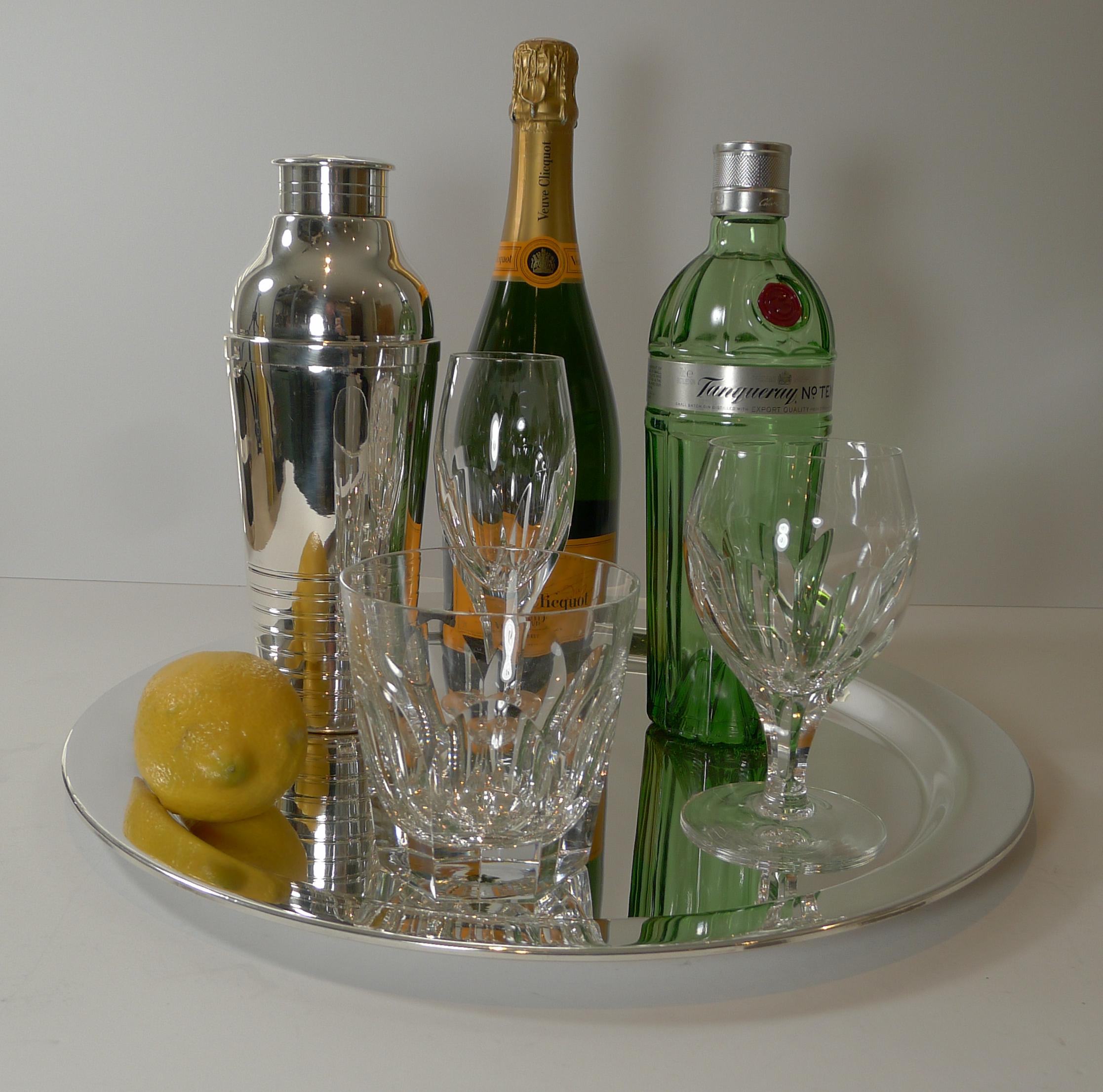 Mid-Century Modern Large Modernist Danish Silver Plated Cocktail Tray, c.1960