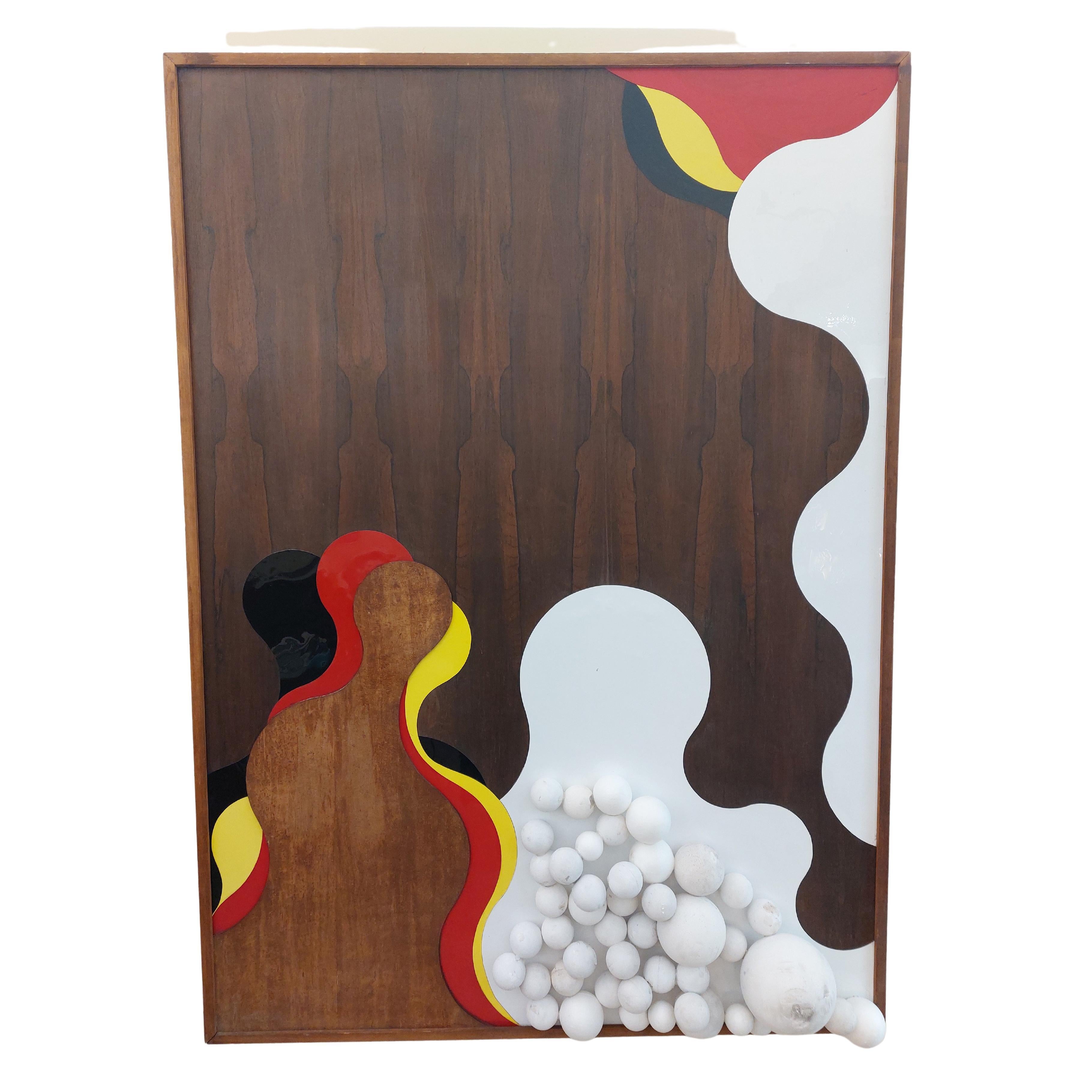 Illuminated 1970s Resin Panel with Oak Frame For Sale at 1stDibs