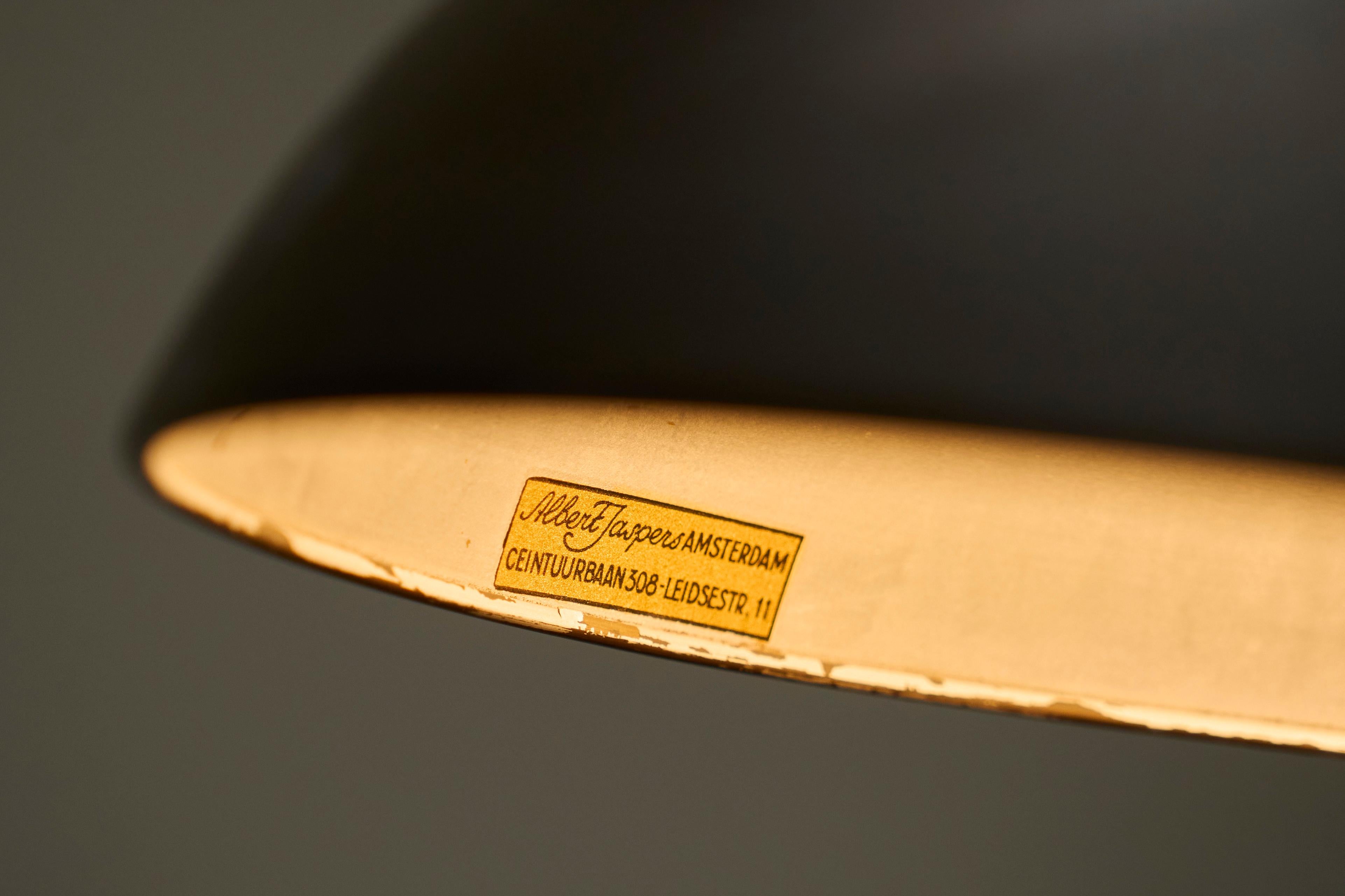 Große modernistische Schreibtischlampe aus patiniertem Messing 1930er Jahre im Angebot 6