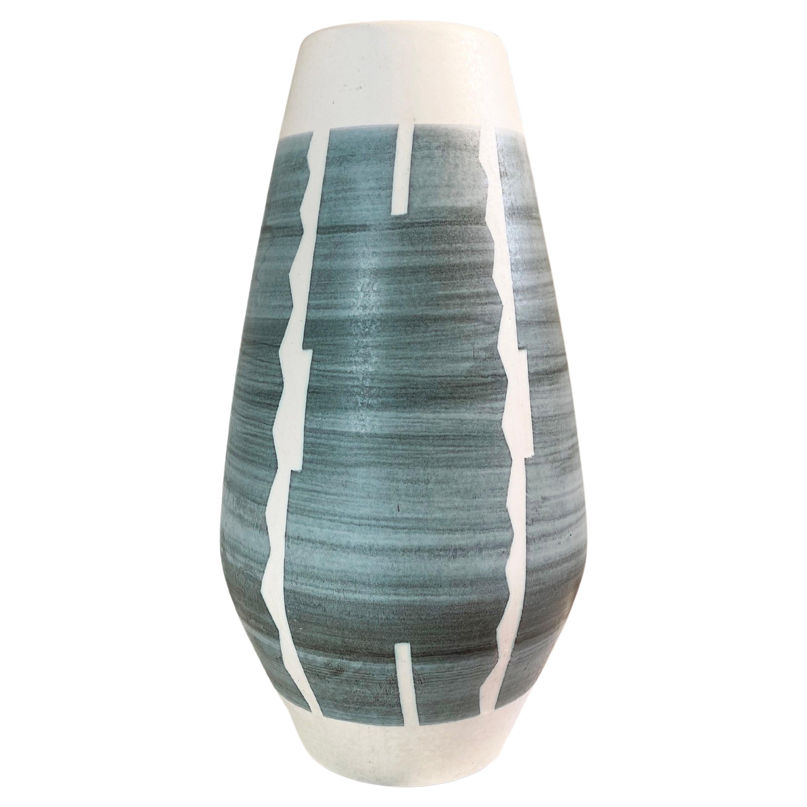 Large Modernist Ethnic Type West German Floor Vase by Fohr Pottery, circa 1965 For Sale