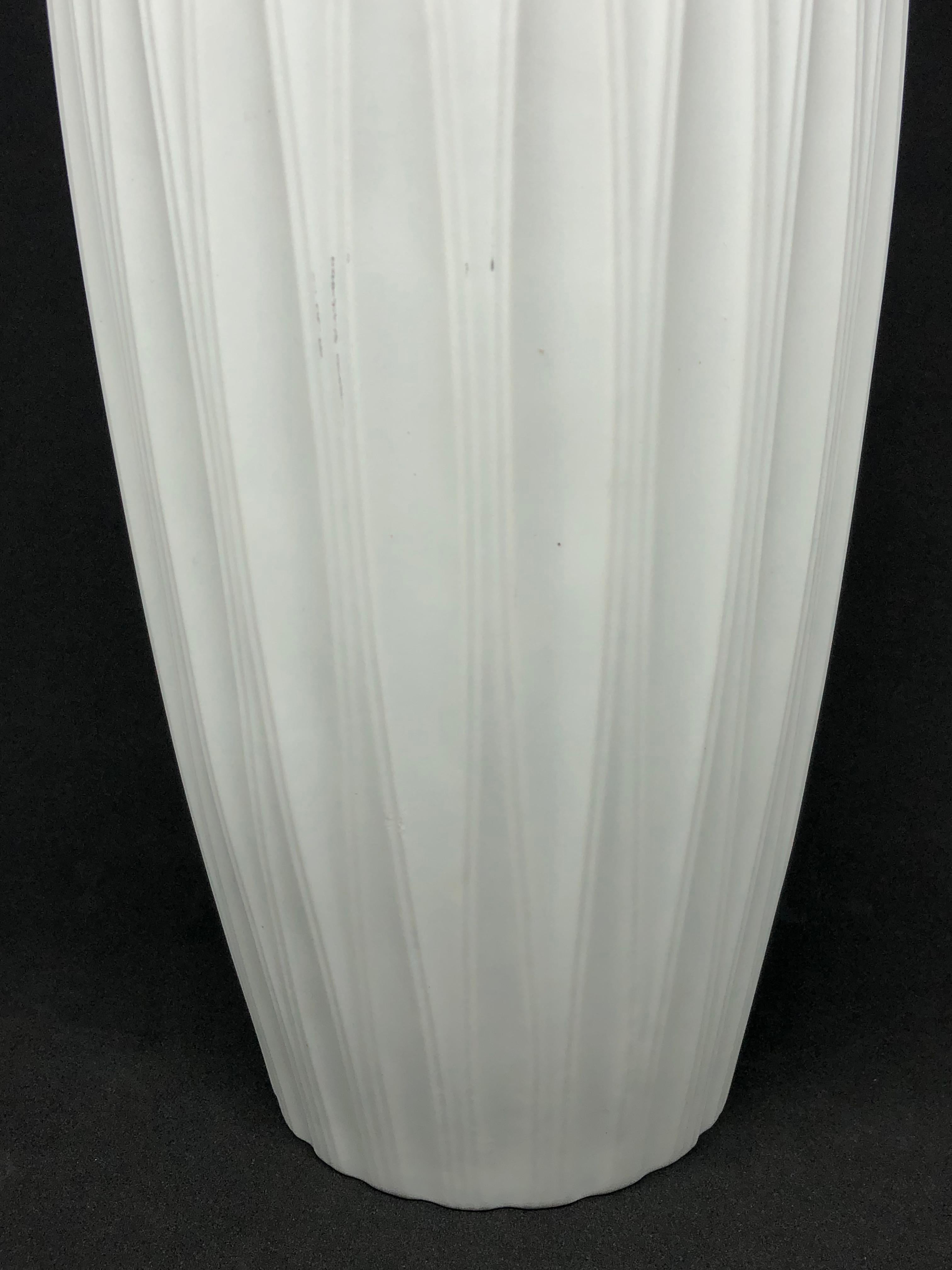 Late 20th Century Large Modernist Fluted White Bisque Vase by Hutschenreuther, Germany, 1970s For Sale