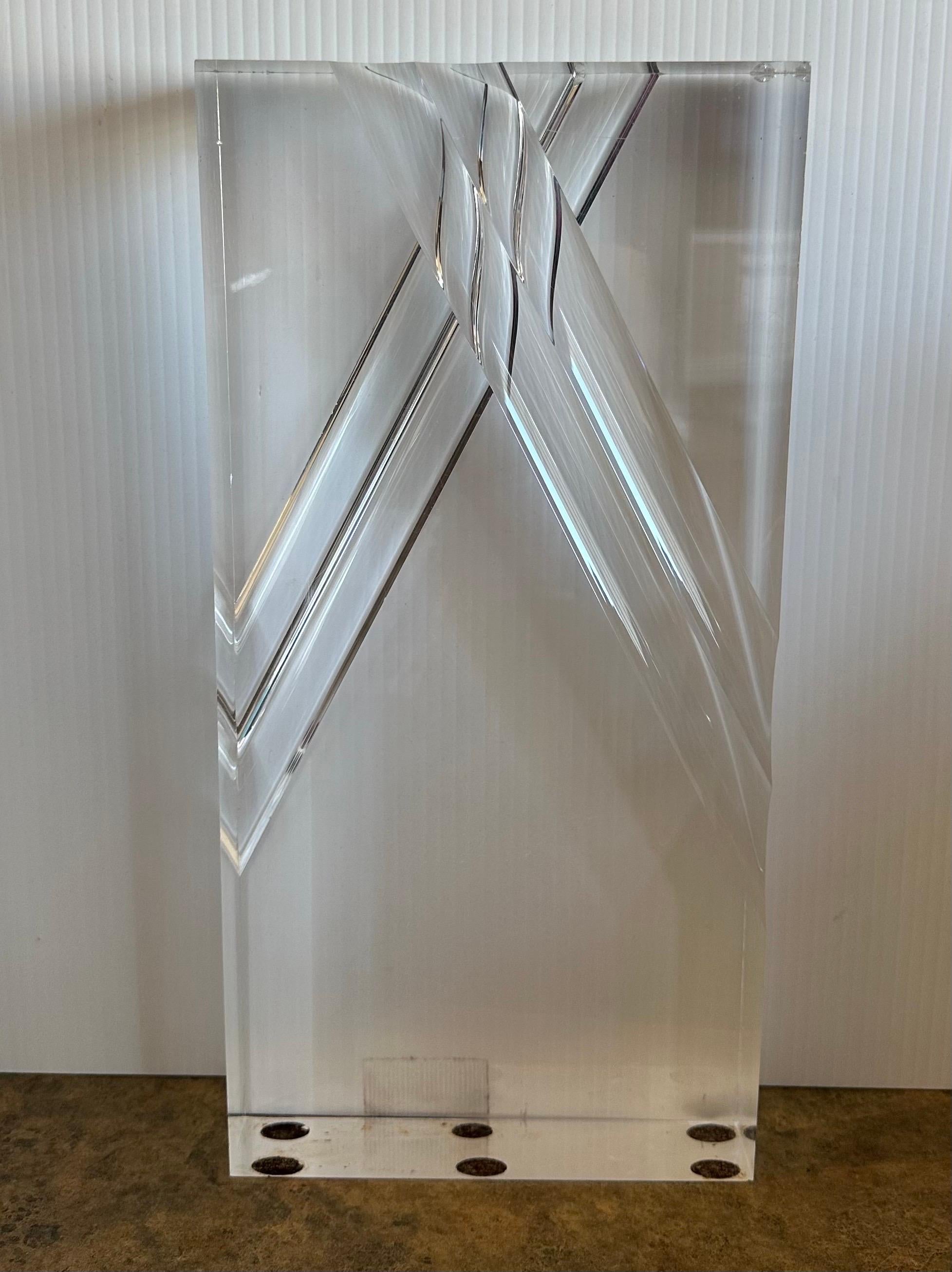 Large Modernist Lucite Block Prism Sculpture by Alessio Tasca For Sale 5