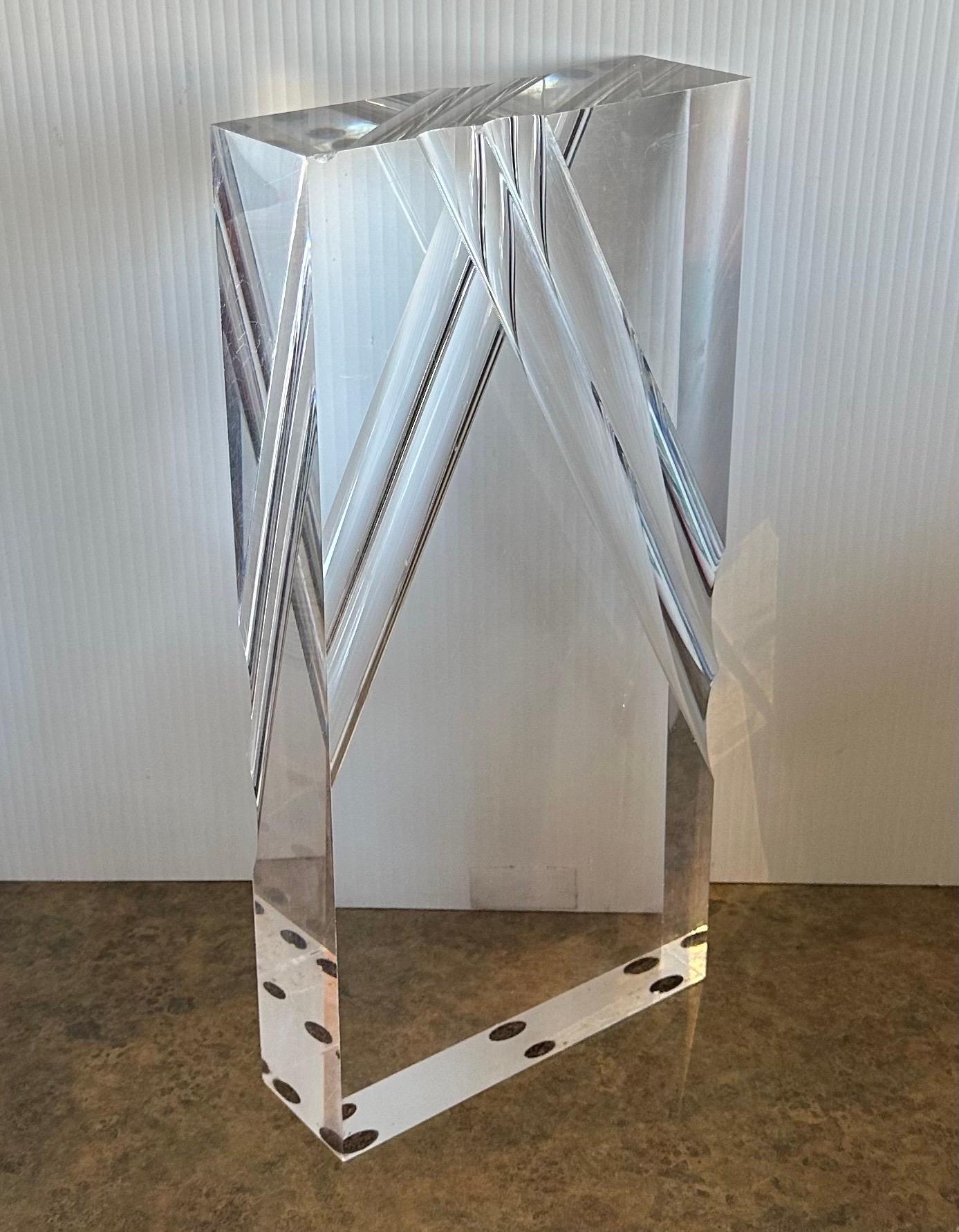Large Modernist Lucite Block Prism Sculpture by Alessio Tasca For Sale 7