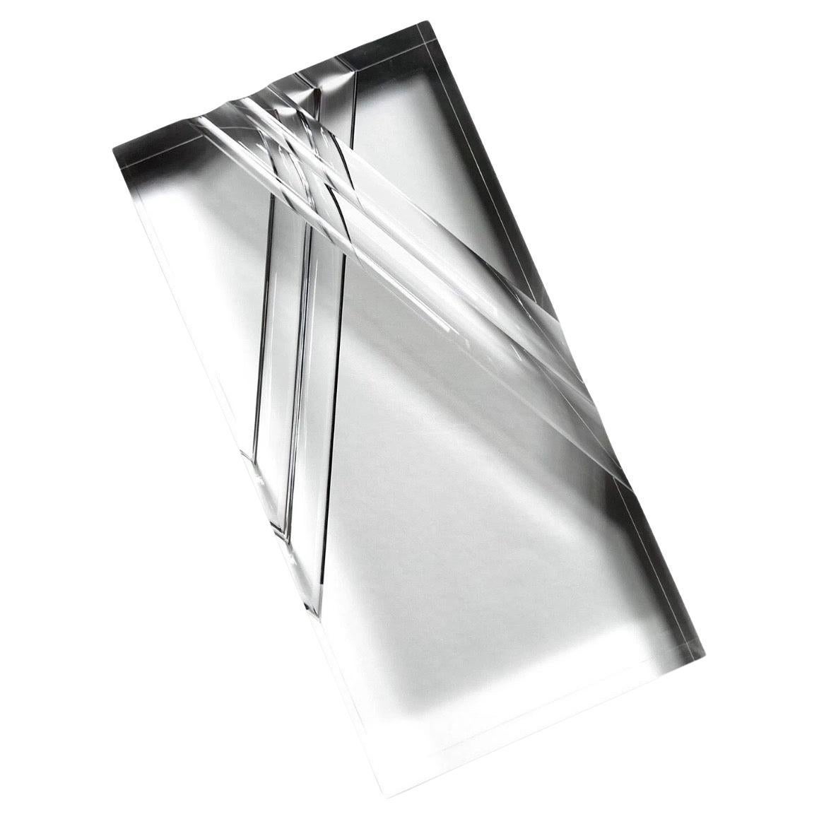 Super cool large modernist lucite block prism sculpture by noted Italian designer Alessio Tasca, circa 1970s.  This is a fairly rare Tasca lucite design that is in very good condition with no major chips, cracks, or other significant condition