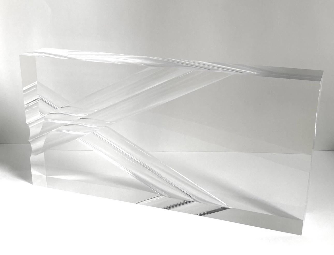 20th Century Large Modernist Lucite Block Prism Sculpture by Alessio Tasca For Sale