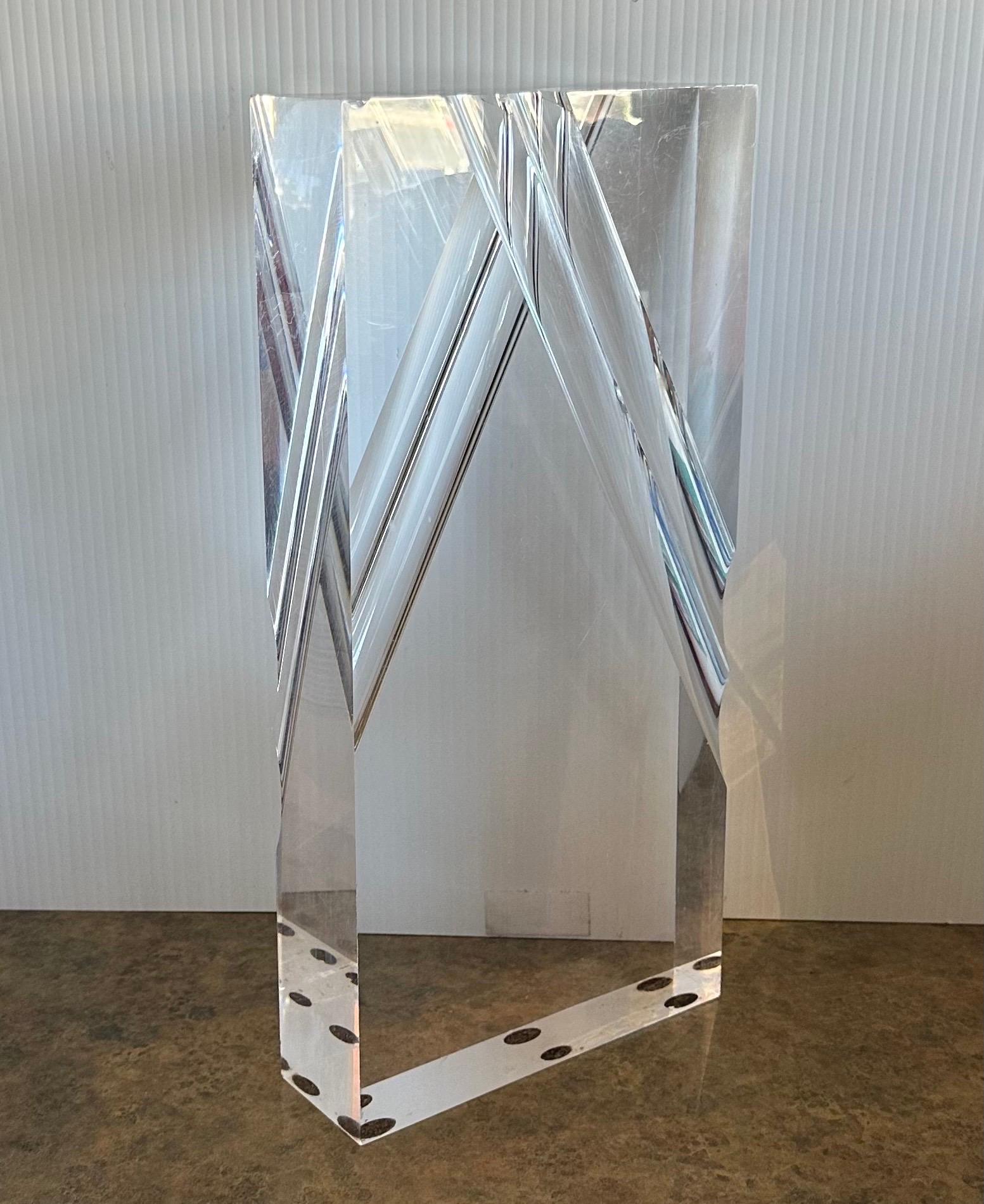Large Modernist Lucite Block Prism Sculpture by Alessio Tasca For Sale 2