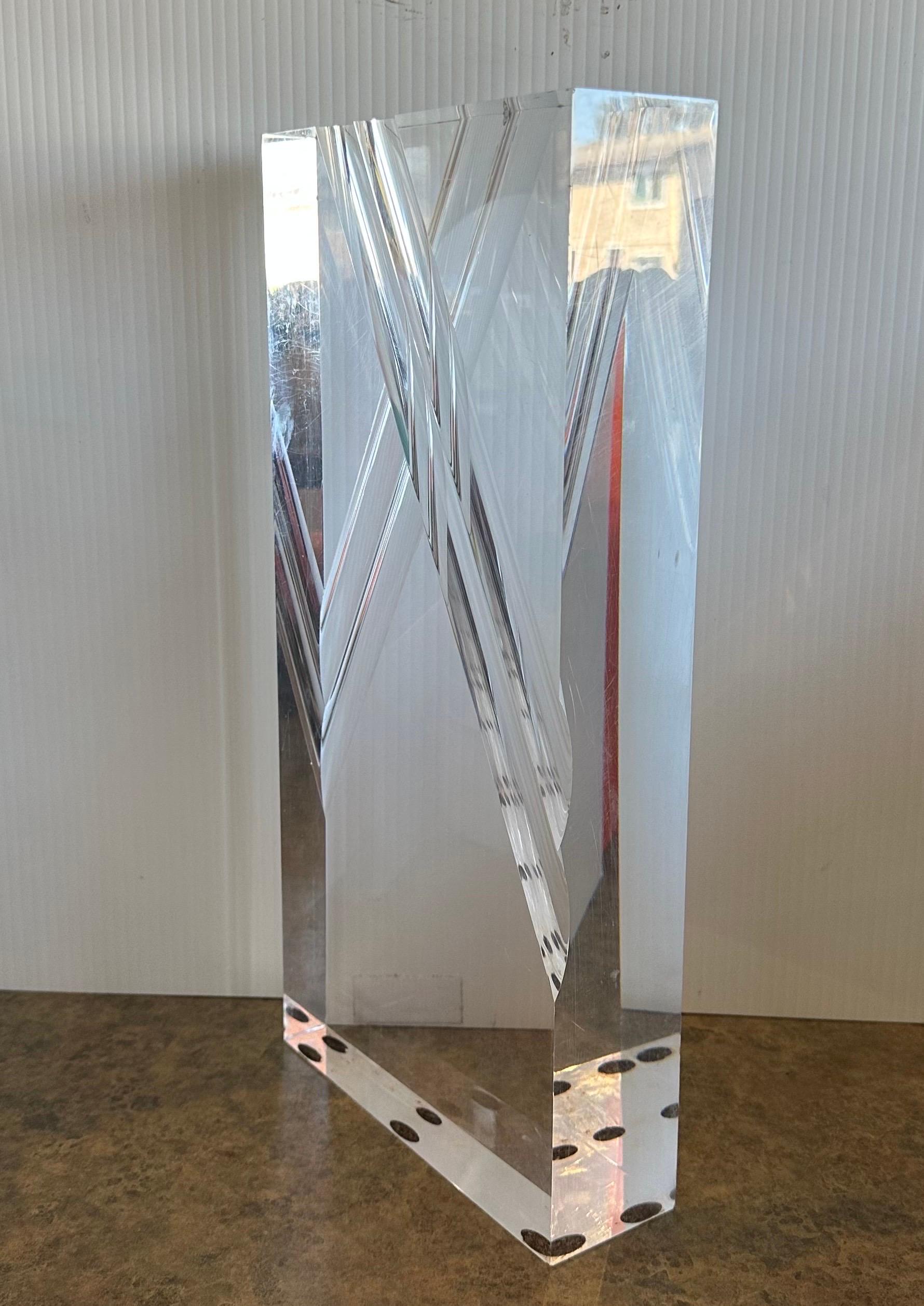 Large Modernist Lucite Block Prism Sculpture by Alessio Tasca For Sale 3