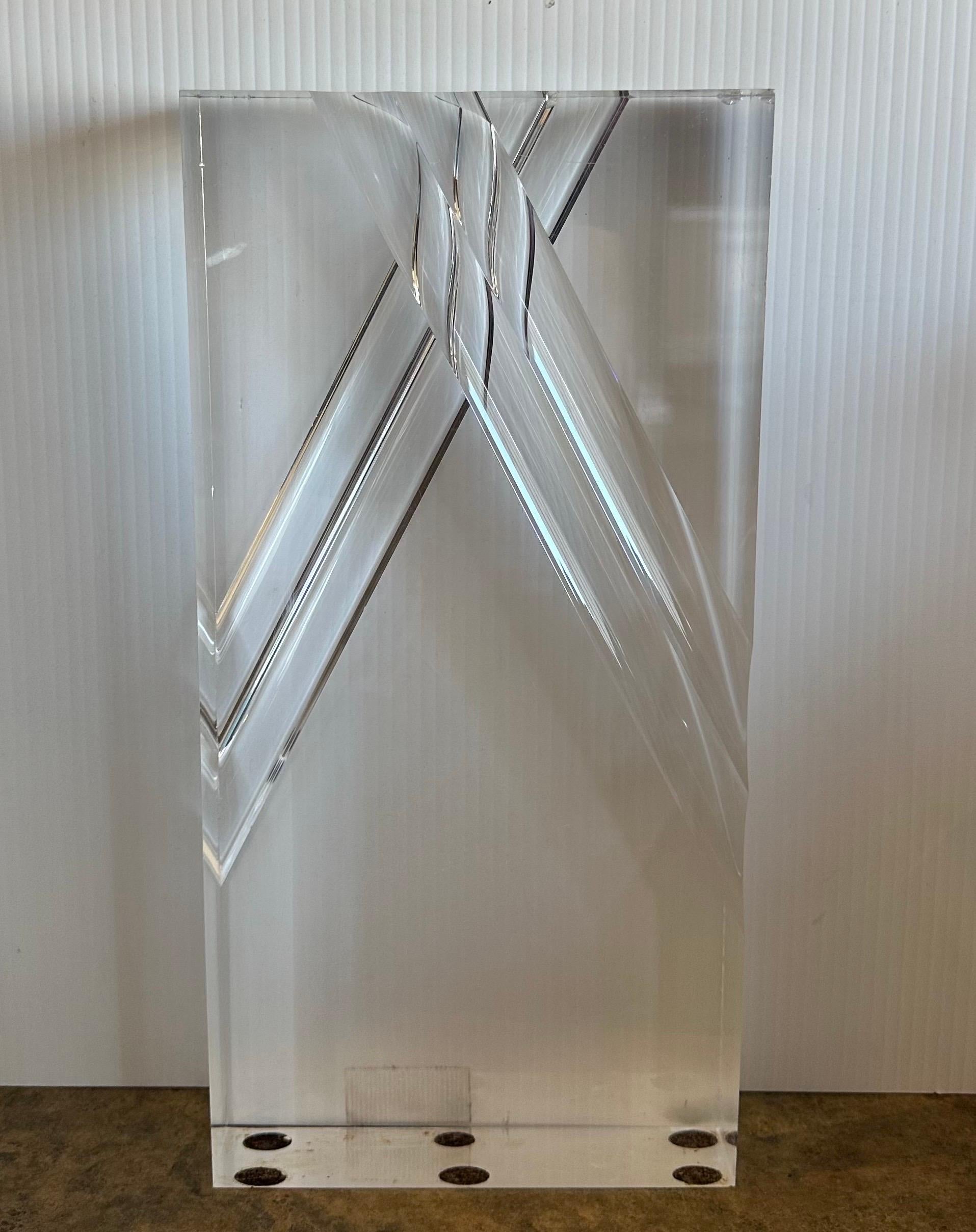 Large Modernist Lucite Block Prism Sculpture by Alessio Tasca For Sale 4