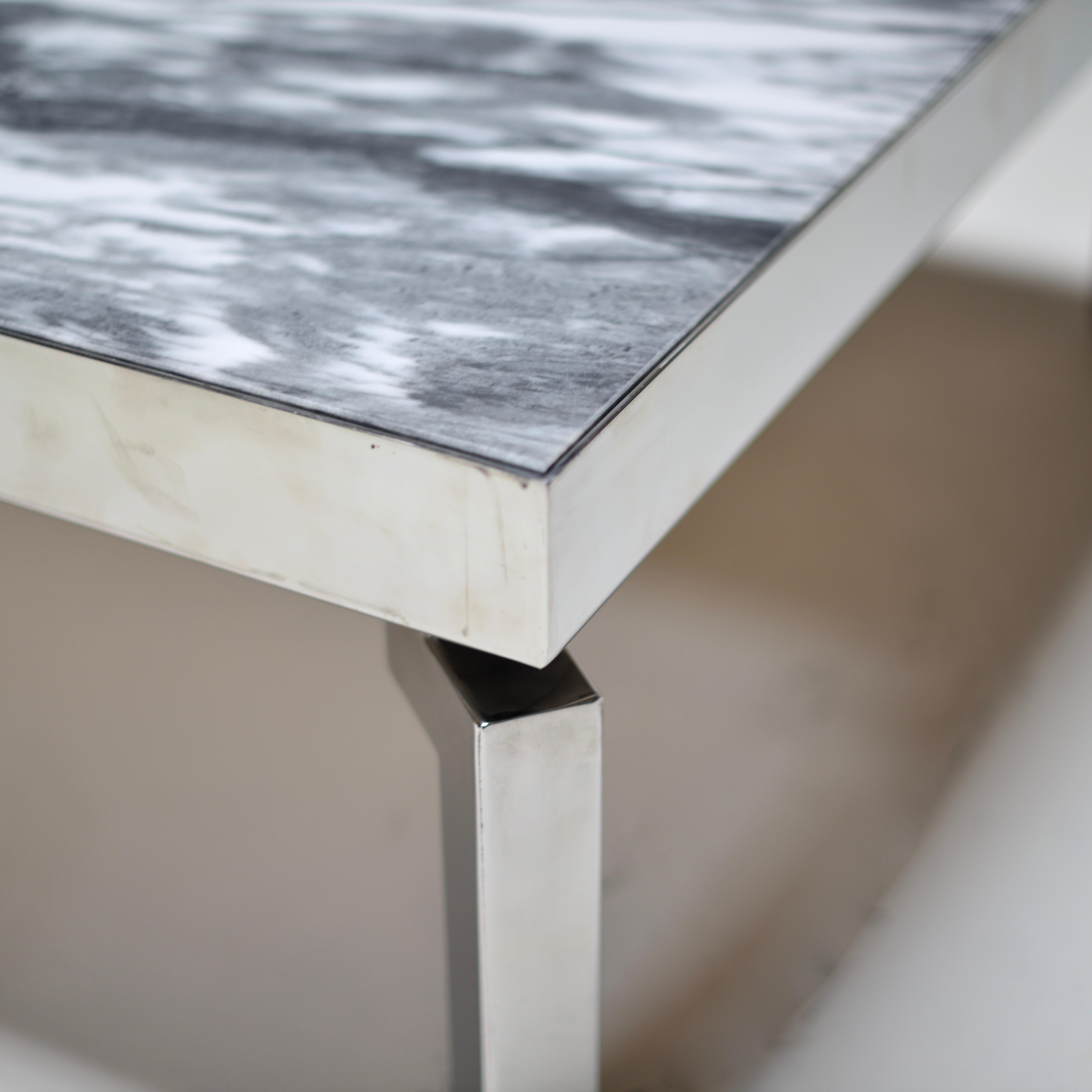 Grande table basse moderniste en marbre et acier inoxydable de Stendig, Italie en vente 12