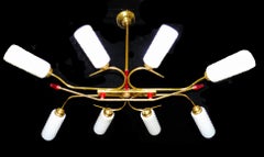 Large Modernist Maison Arlus Art Deco Sputnik Chandelier Stilnovo Gio Ponti Era