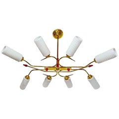 Grand lustre Art Déco Spoutnik de la Maison Arlus de style Stilnovo, époque Gio Ponti