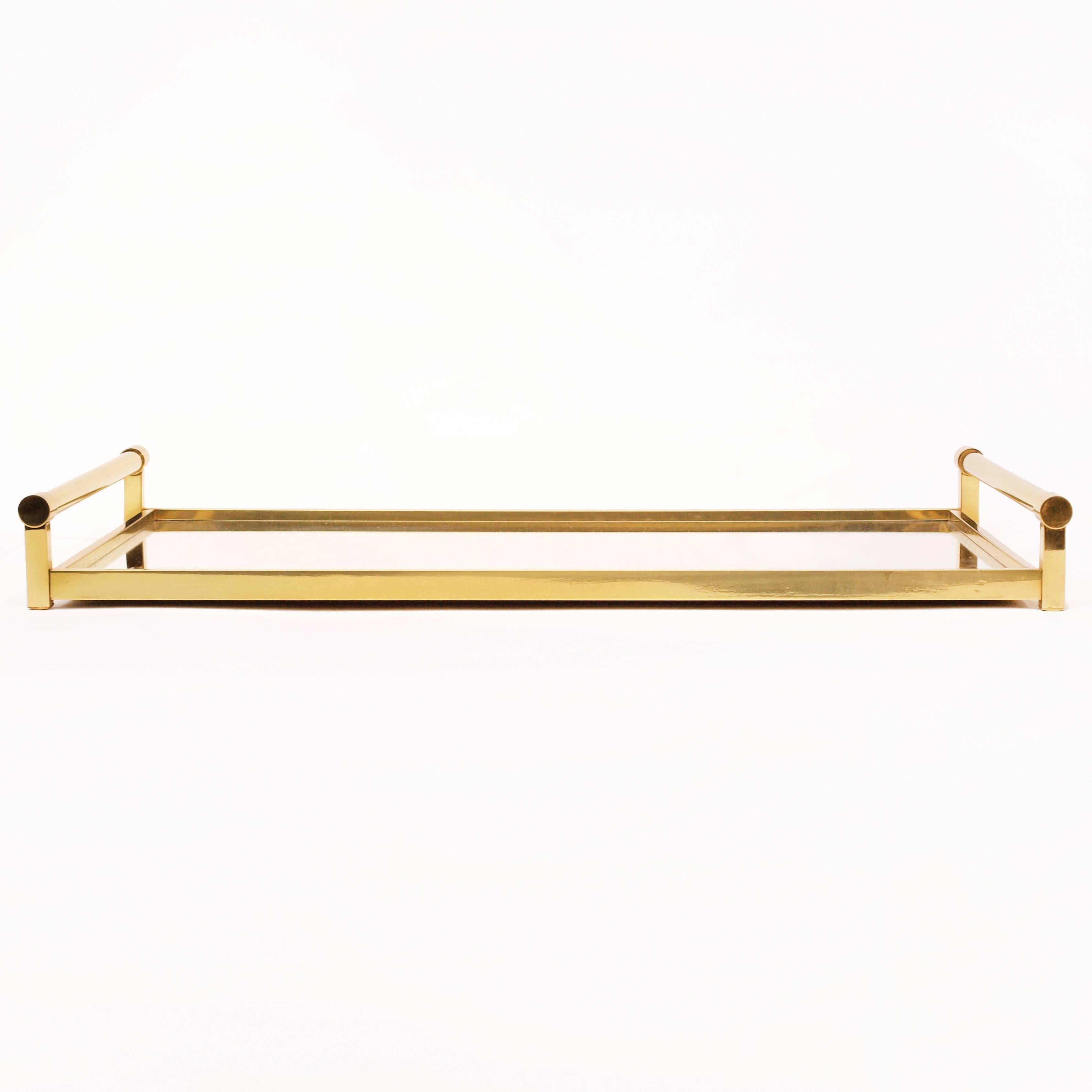 Mid-20th Century Very Large Brass Drinks Serving Tray by Jacques Adnet