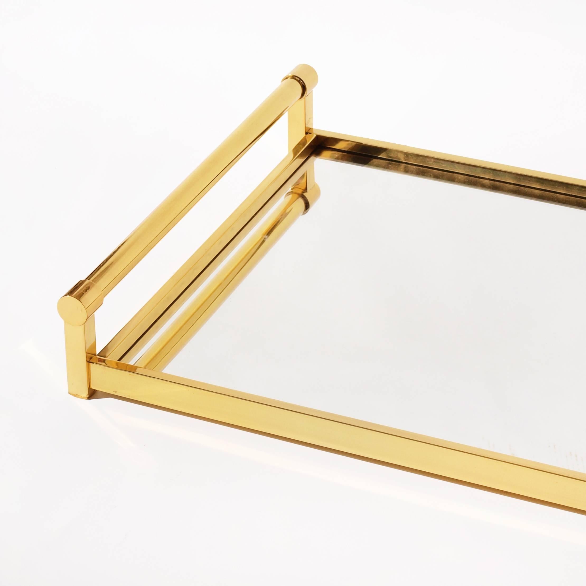 Very Large Brass Drinks Serving Tray by Jacques Adnet 1