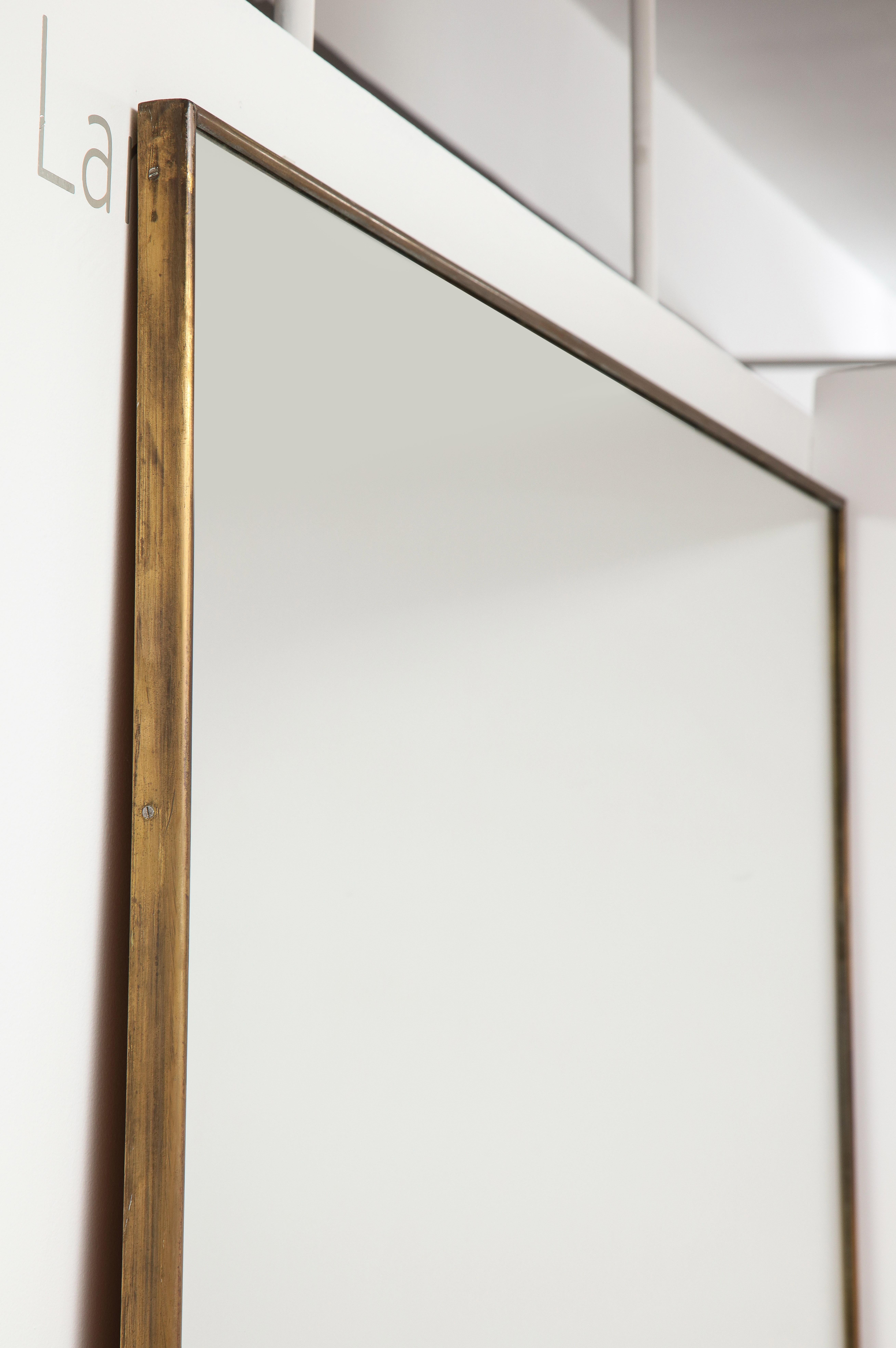 Large Modernist Mirror W/ Brass Frame, Italy, c. 1950's  In Good Condition In Brooklyn, NY