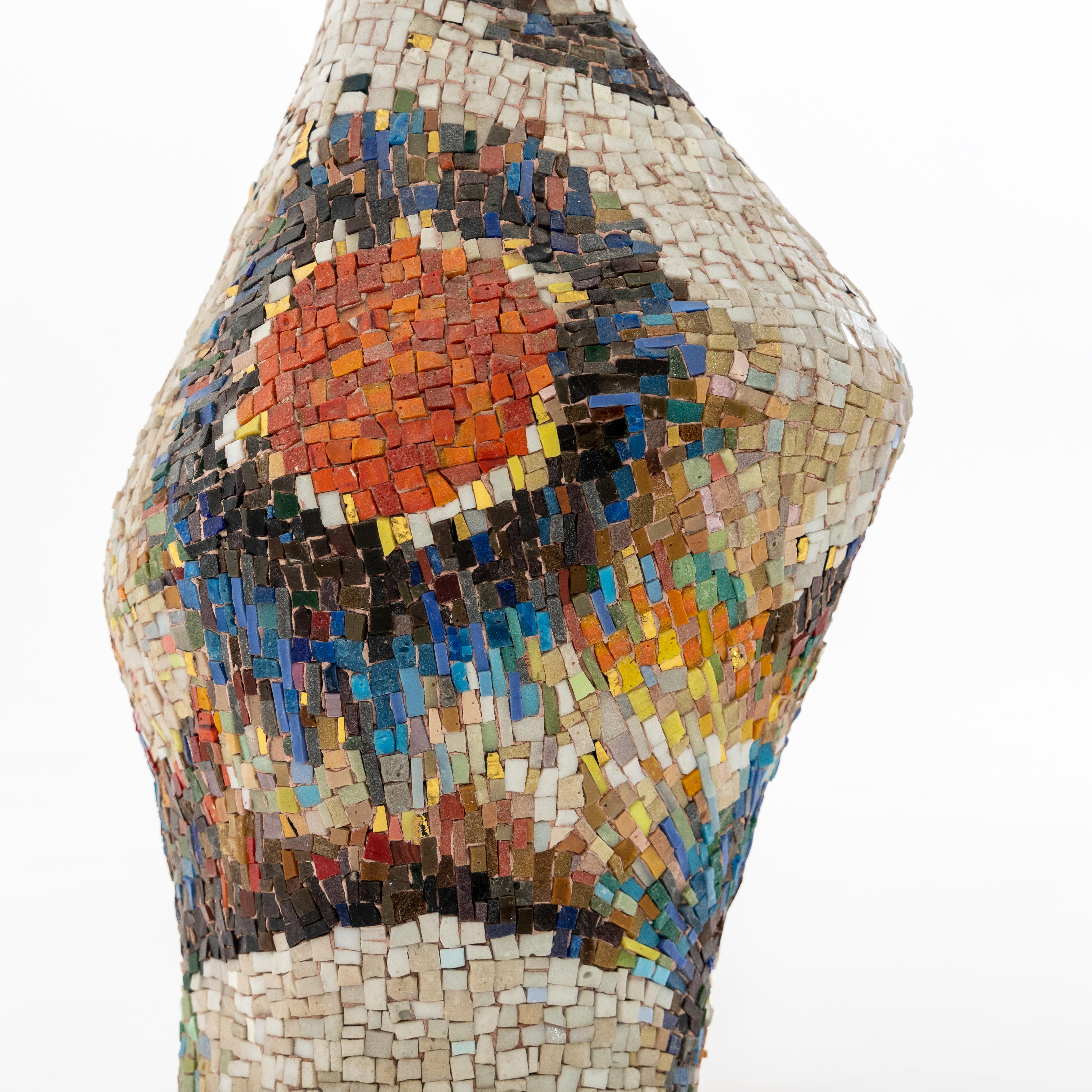 Large Decorative Modernist Mosaic Floor Vase In Good Condition For Sale In New York, NY