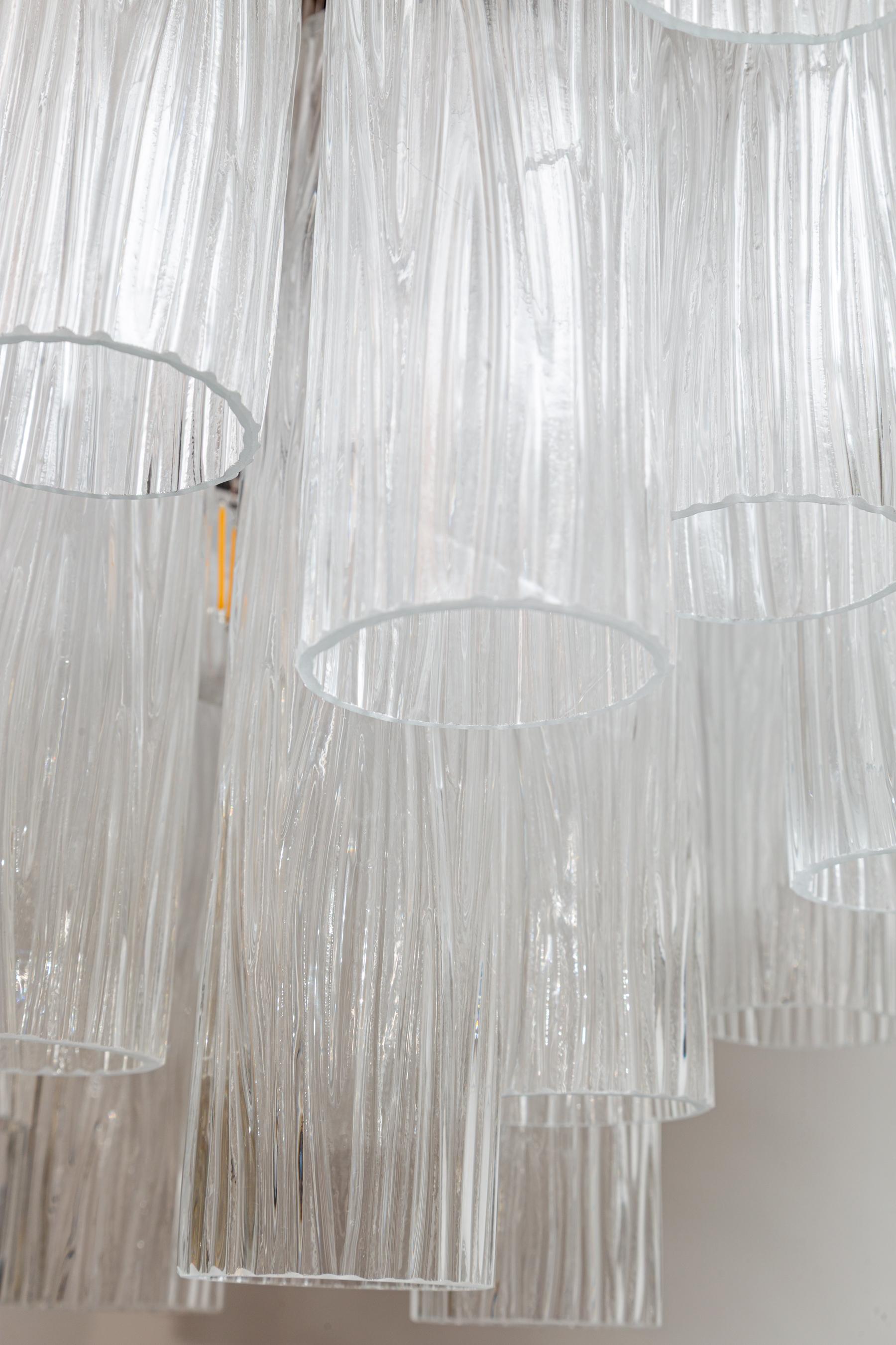 Grande lampadario modernista di Murano a quattro piani in cristallo trasparente, contemporaneo in vendita 5