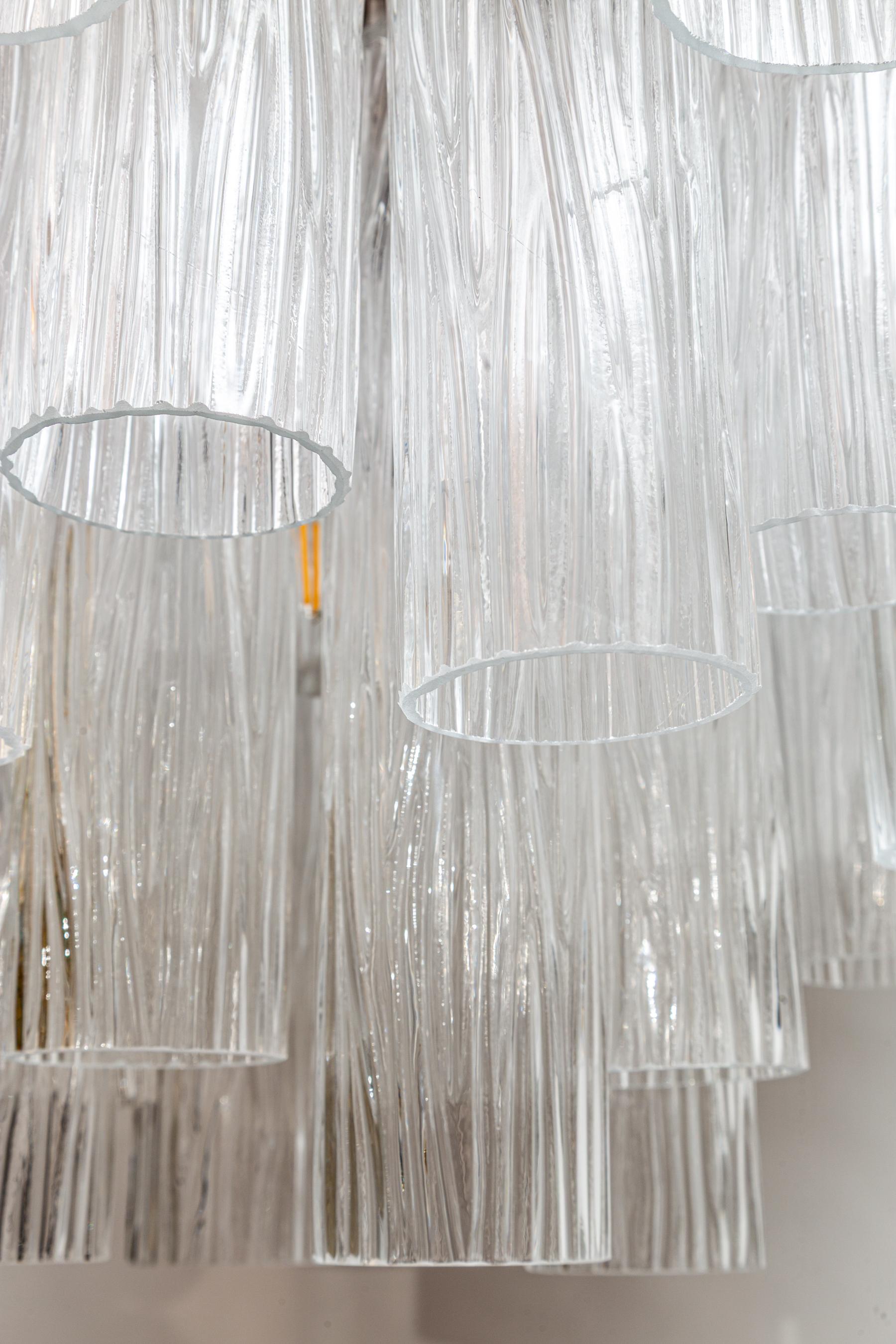 Grande lampadario modernista di Murano a quattro piani in cristallo trasparente, contemporaneo in vendita 6