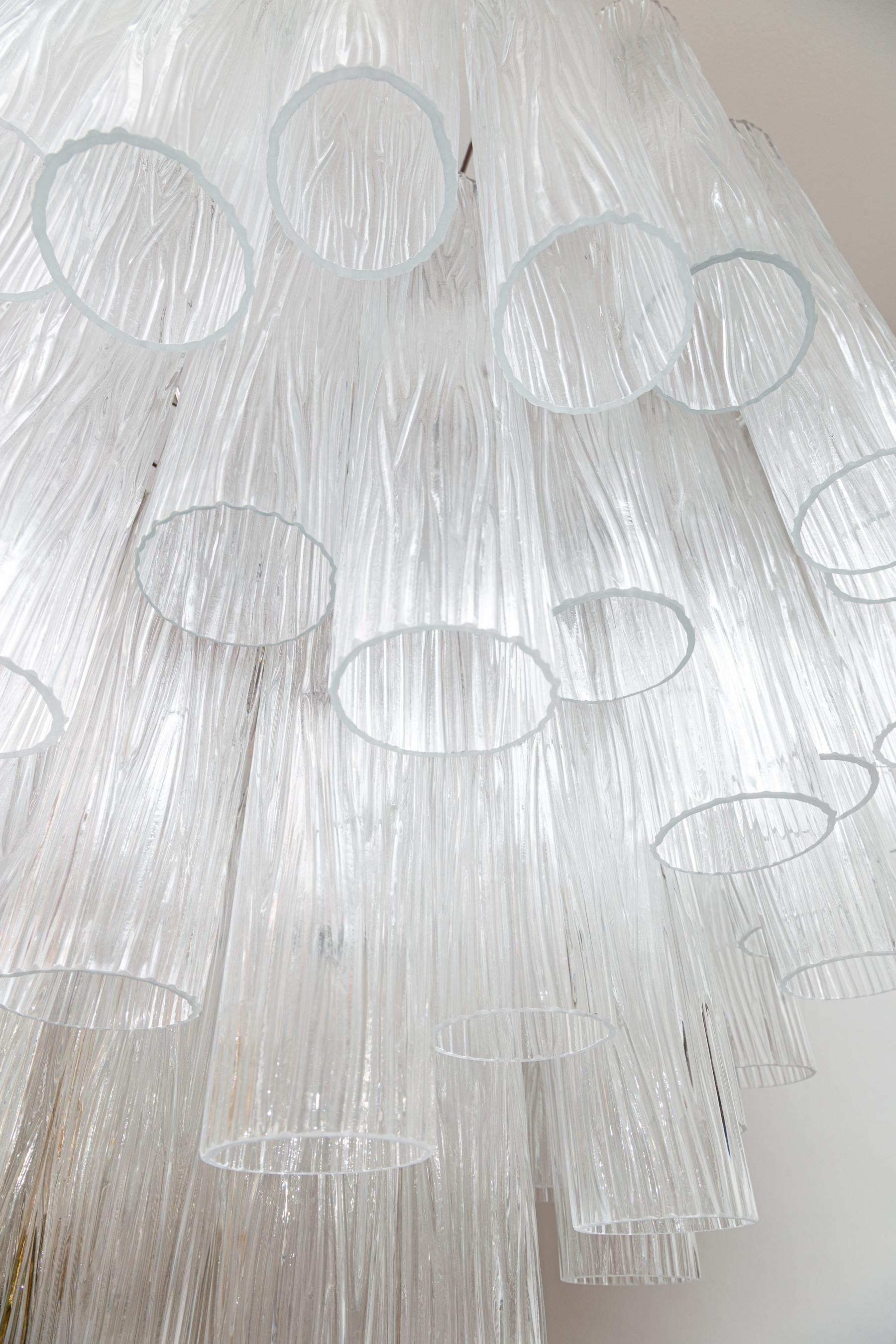 Grande lampadario modernista di Murano a quattro piani in cristallo trasparente, contemporaneo in vendita 7