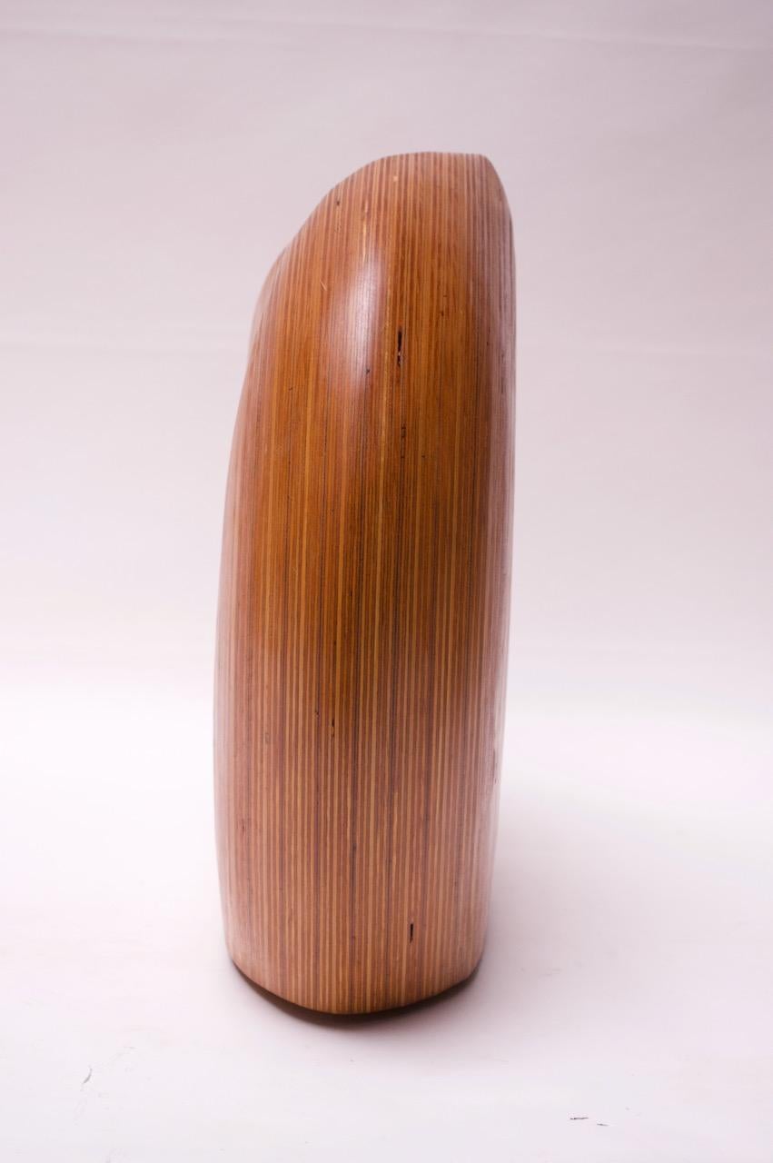 Grand vase moderniste en bois dur de forme organique en vente 2