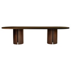 Large Modernist Oval Dining Table - Solid European Warm Brown Oak - Aperta
