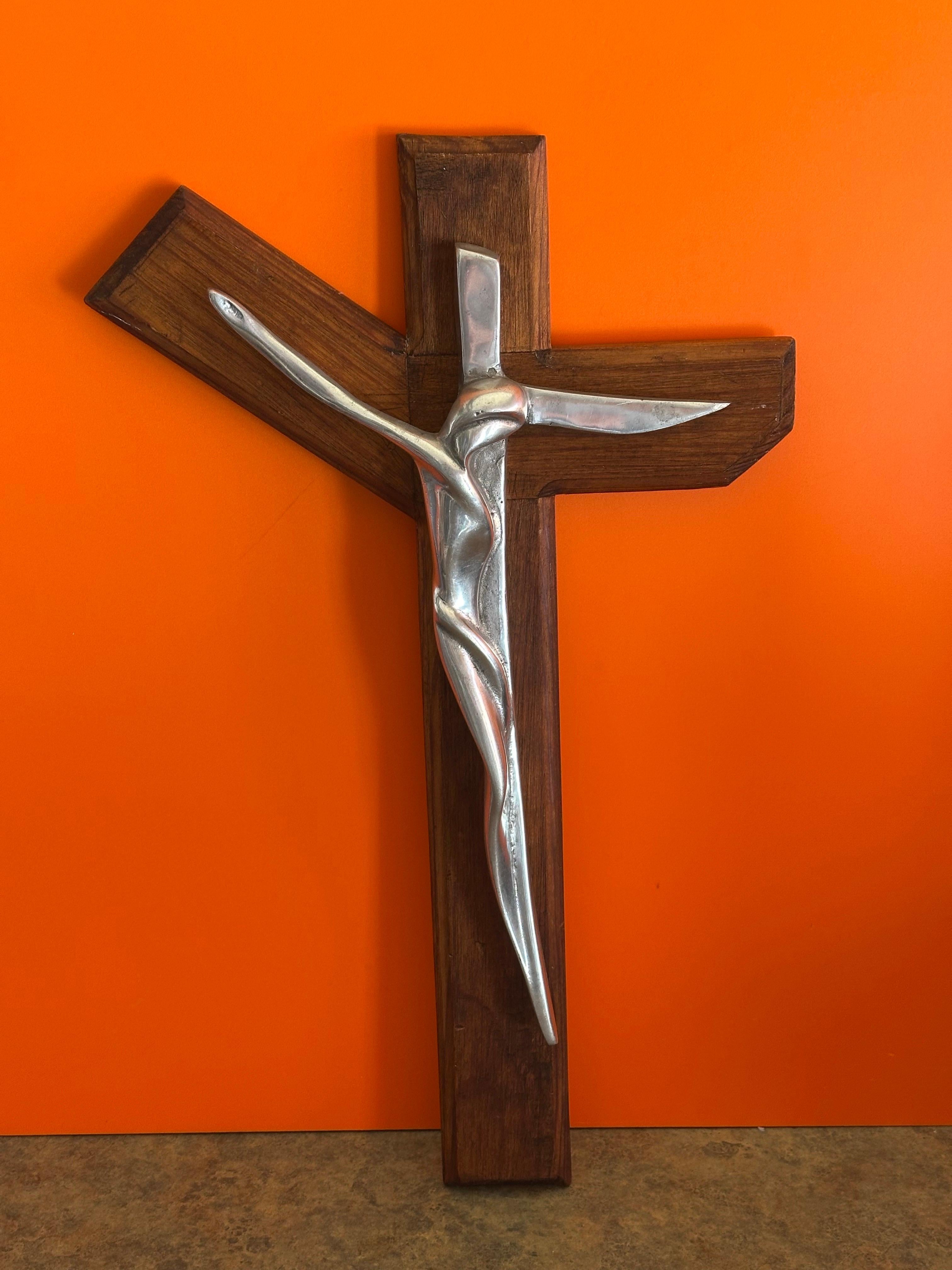 Large Modernist Pewter on Wood 