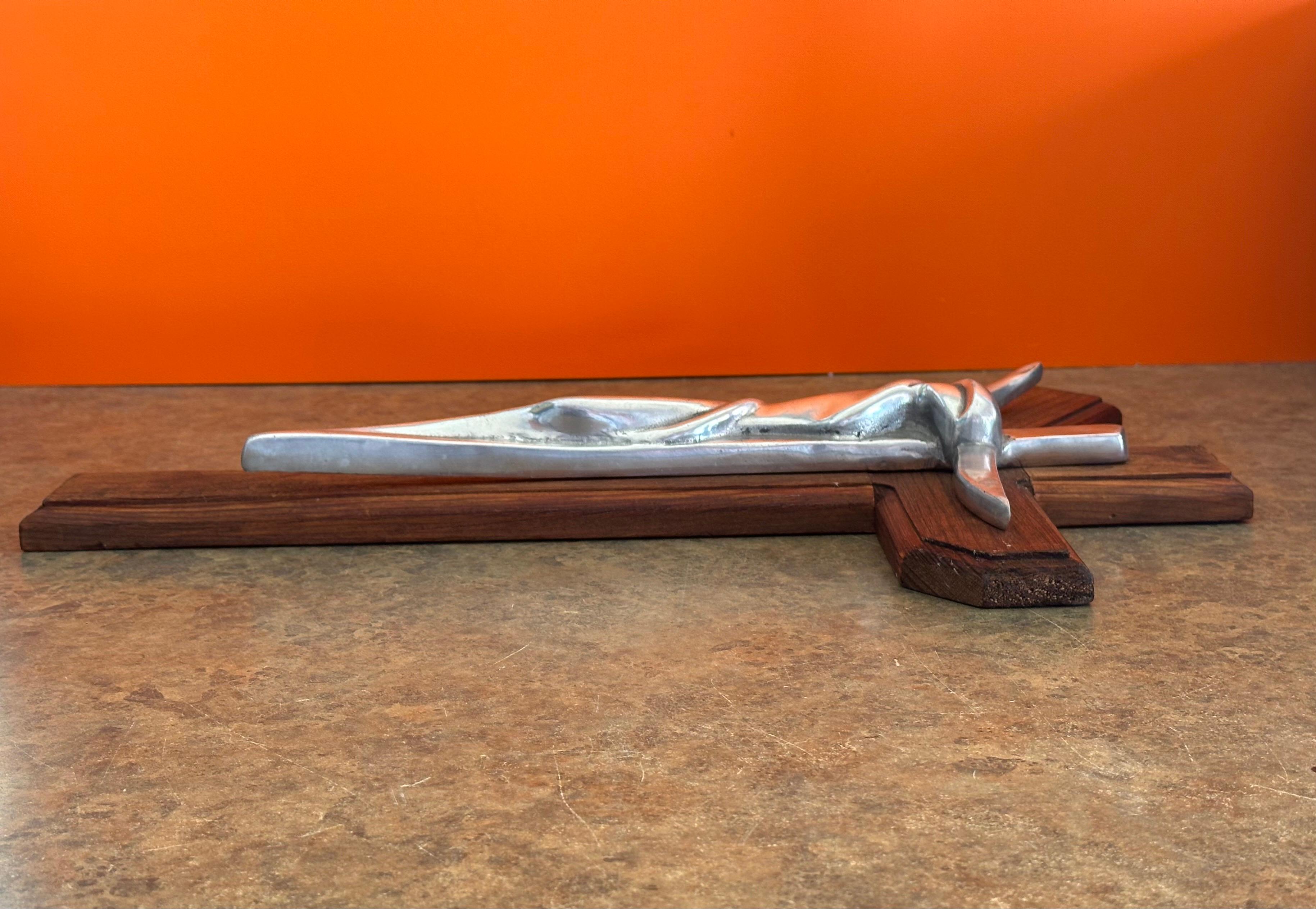 Large Modernist Pewter on Wood 