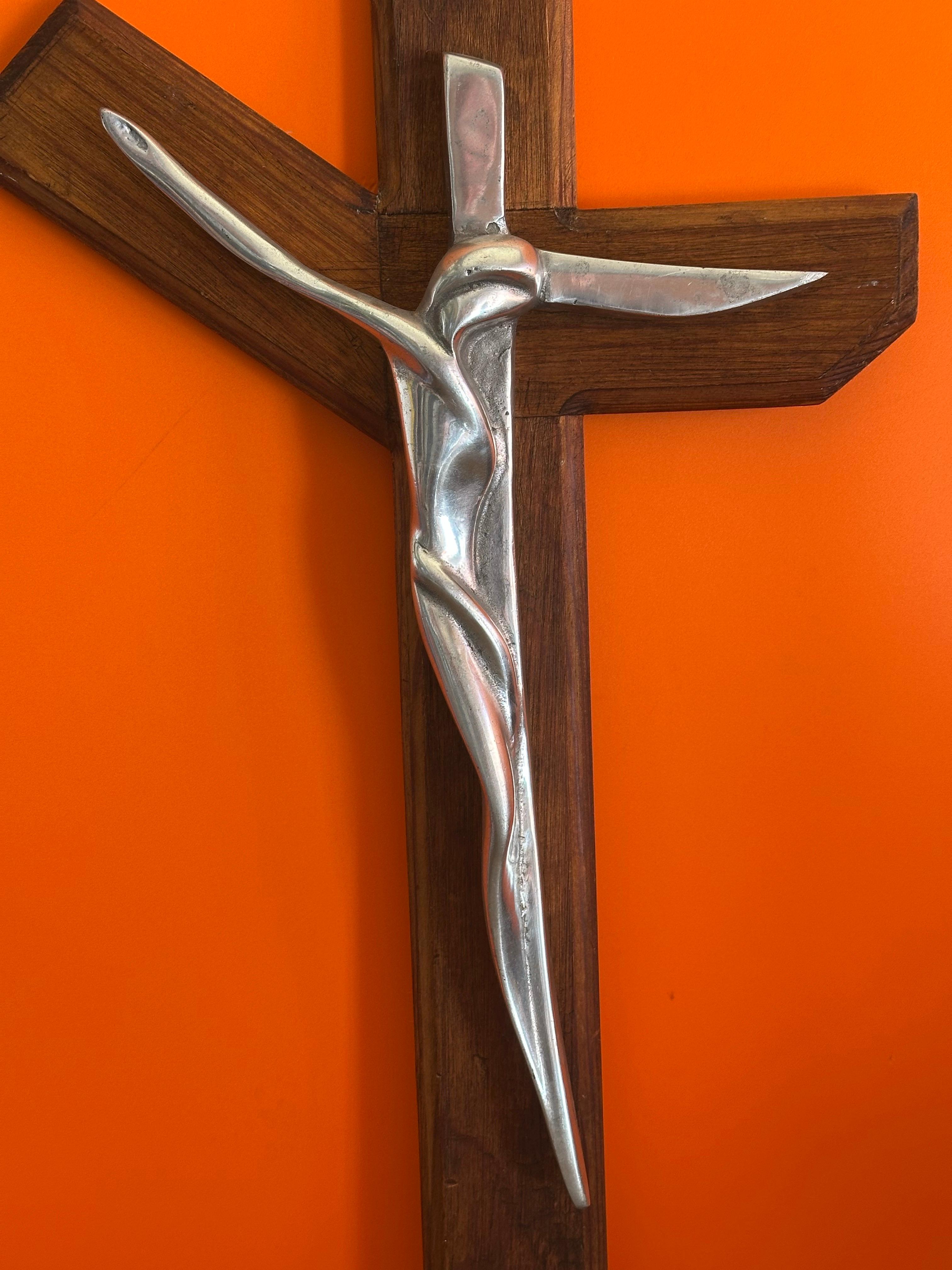 Large Modernist Pewter on Wood 