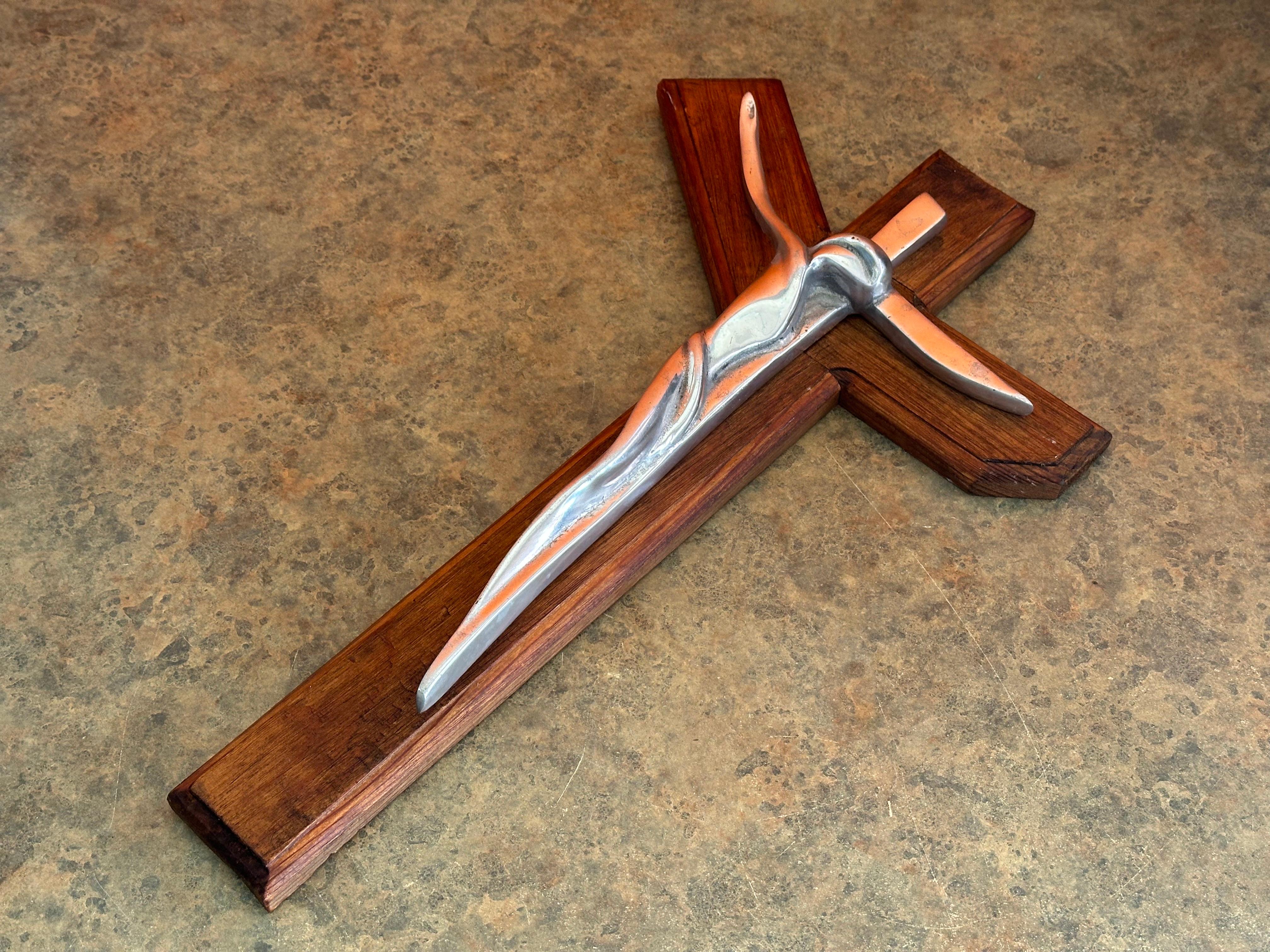 Large Modernist Pewter on Wood 