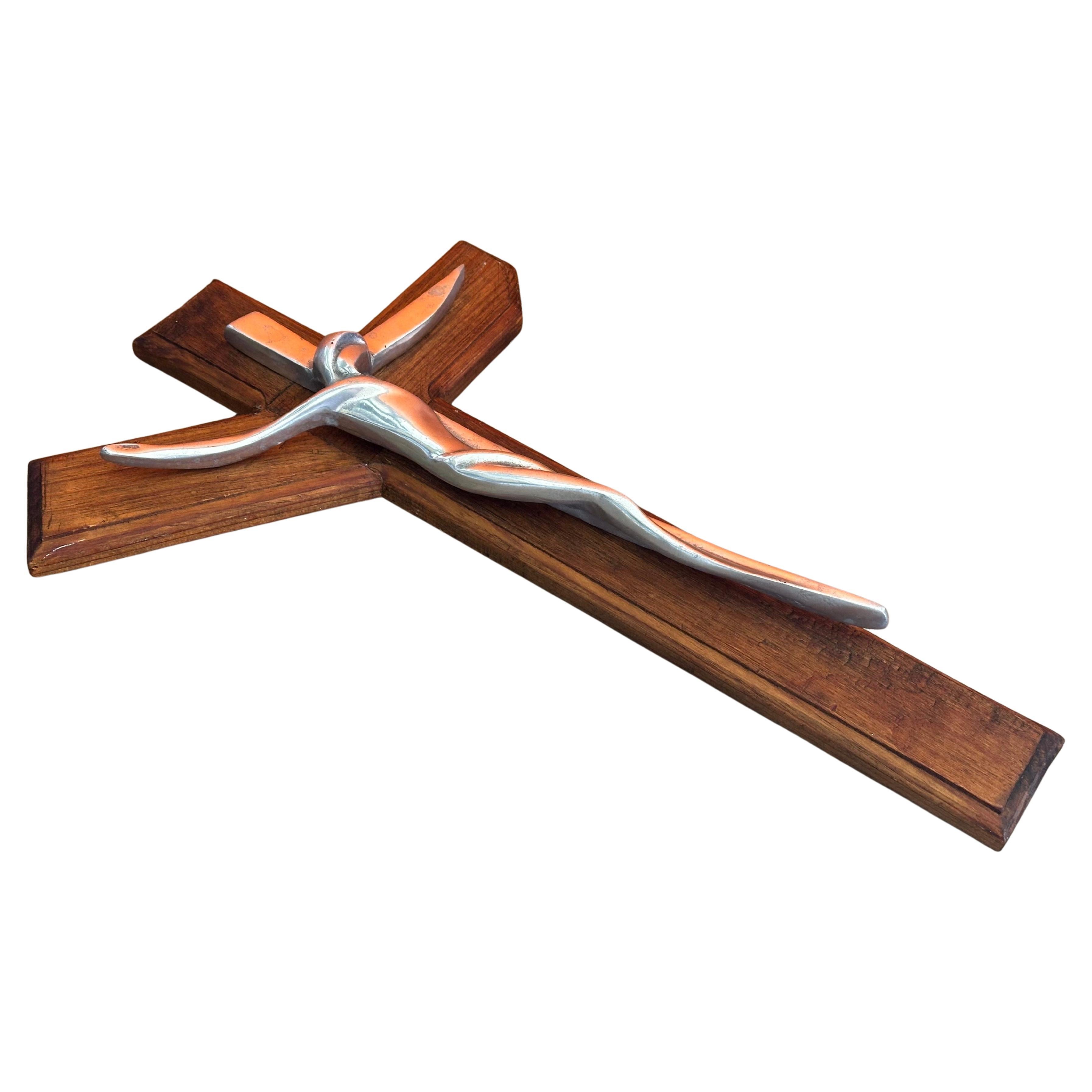 Mexican Large Modernist Pewter on Wood 