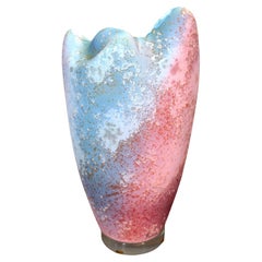 Large Modernist Raku Fired Abstract Pottery Vase by Tony Evans