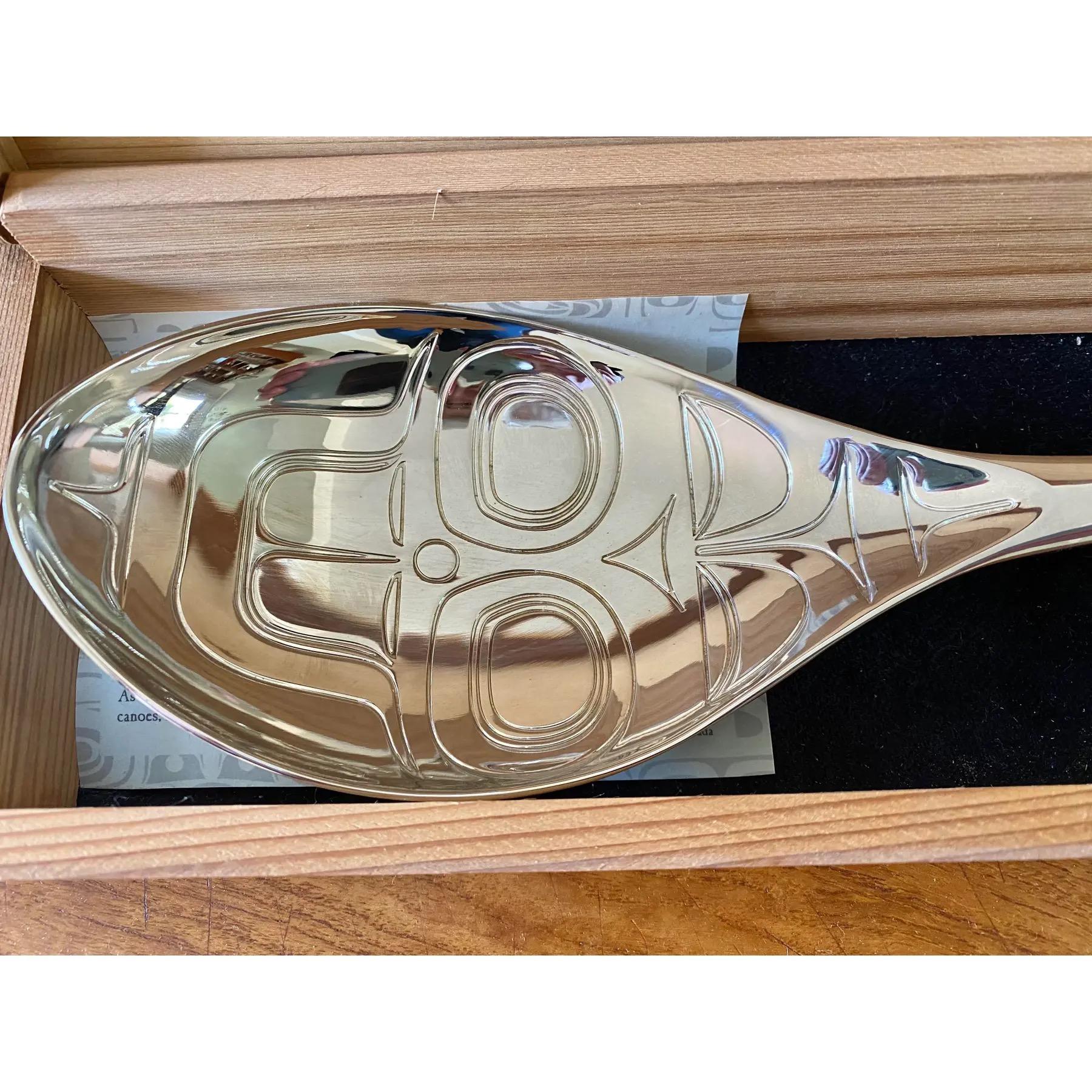 Large Modernist Serving Spoon Designed by Corey Bulpitt (Documented Haida) For Sale 1