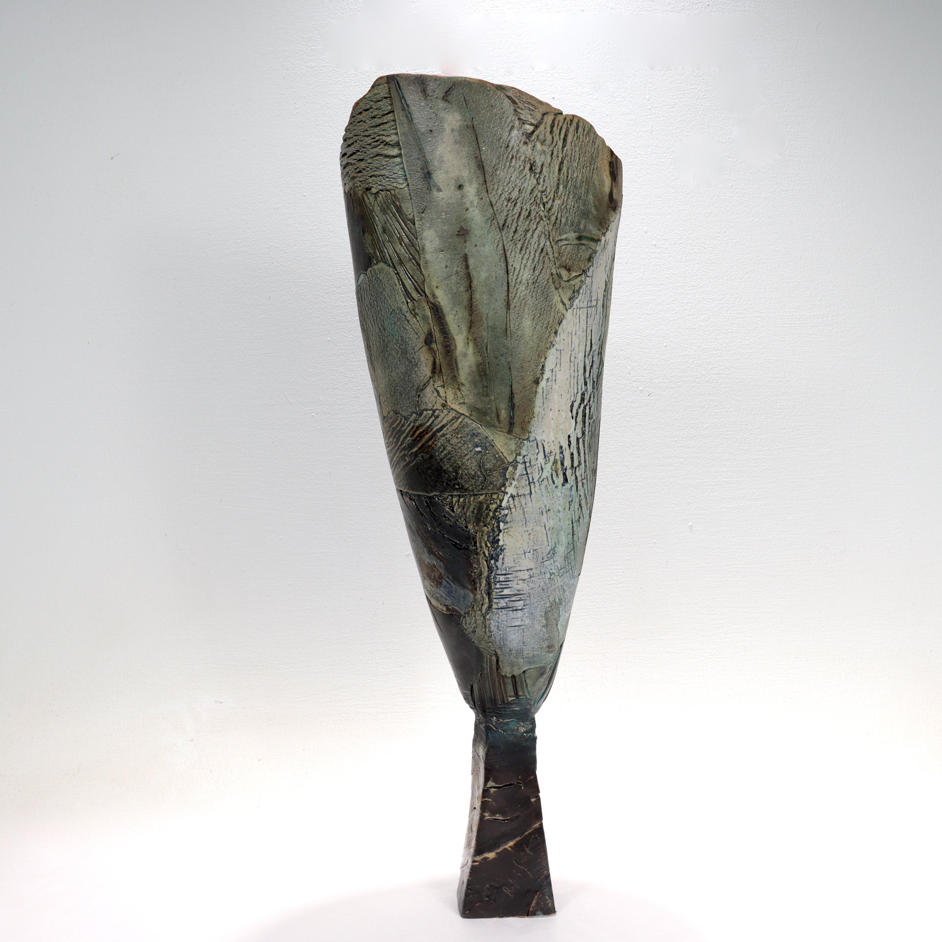 Large Modernist Signed Art Pottery Vase by Rafael Saifulin In Good Condition For Sale In Philadelphia, PA