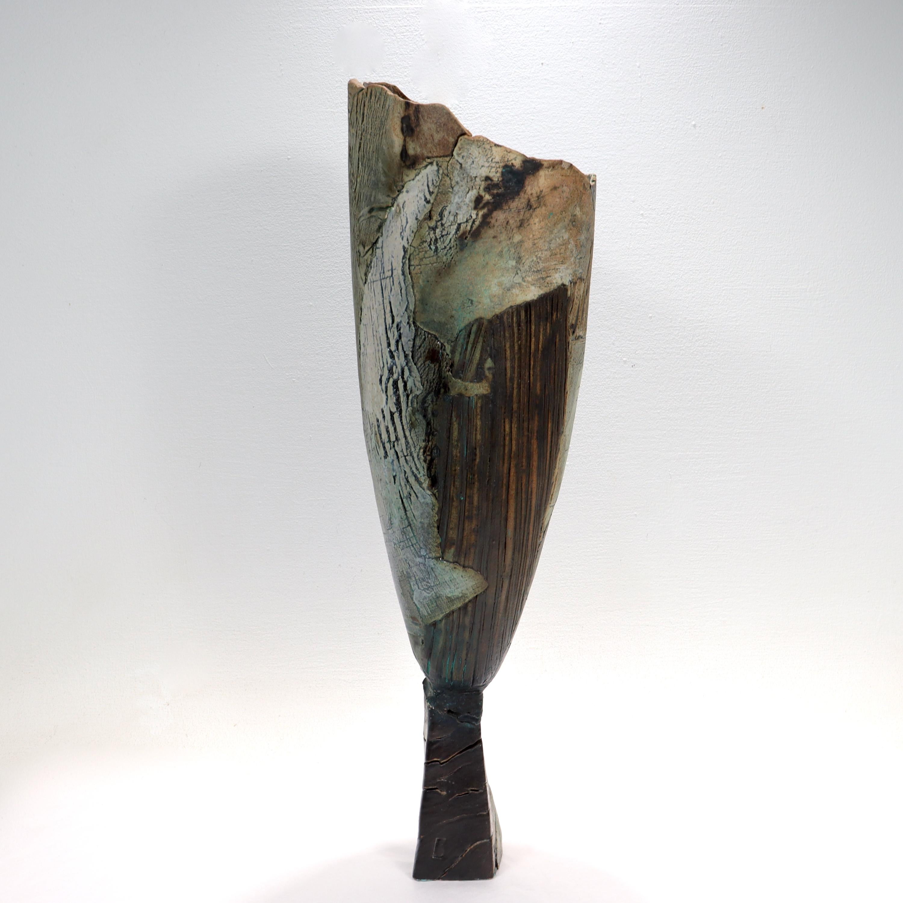 Late 20th Century Large Modernist Signed Art Pottery Vase by Rafael Saifulin For Sale